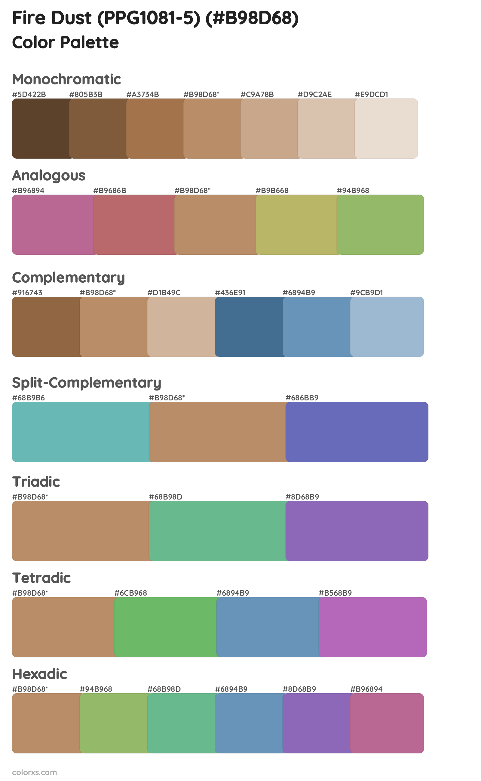 Fire Dust (PPG1081-5) Color Scheme Palettes