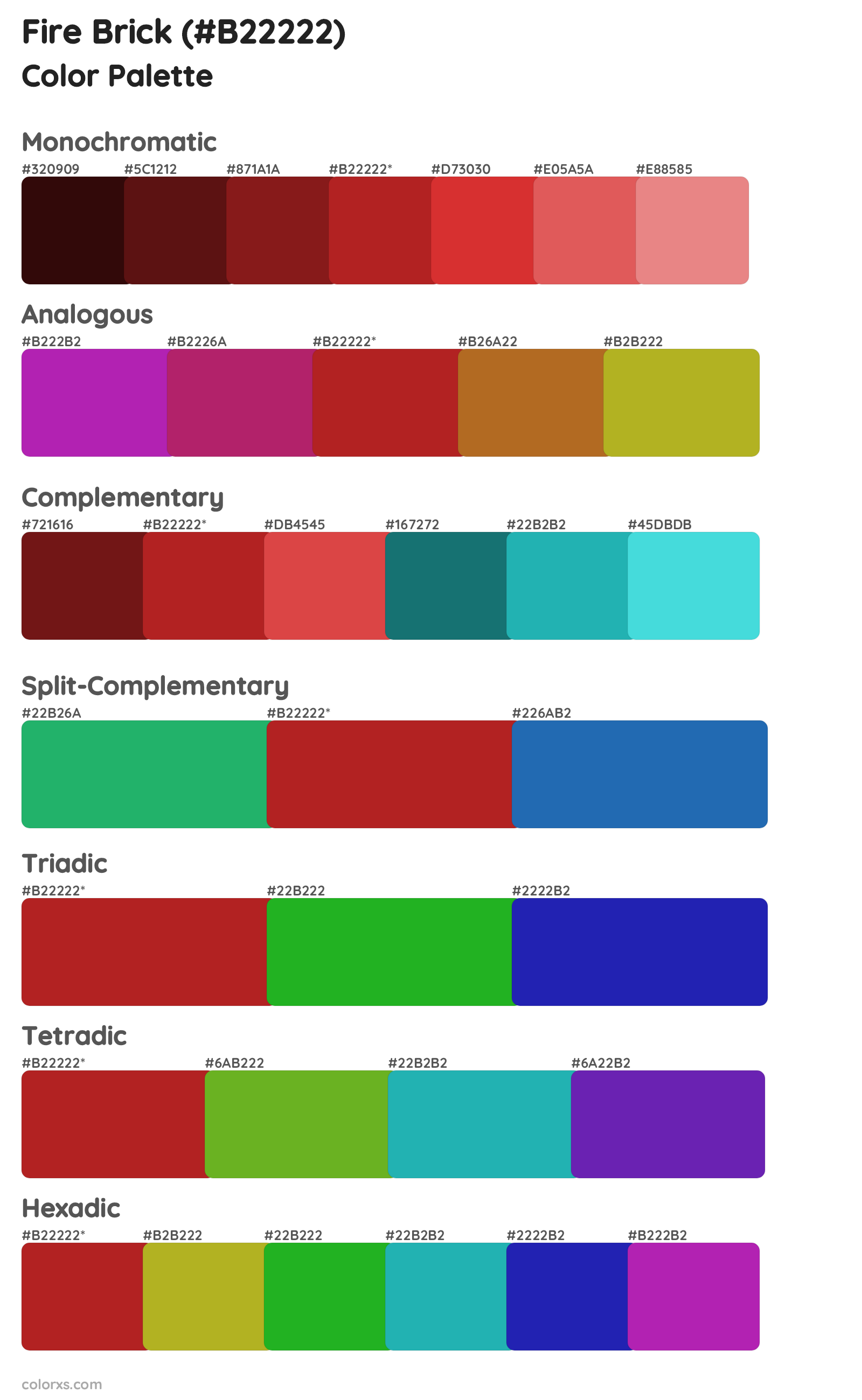 Fire Brick Color Scheme Palettes