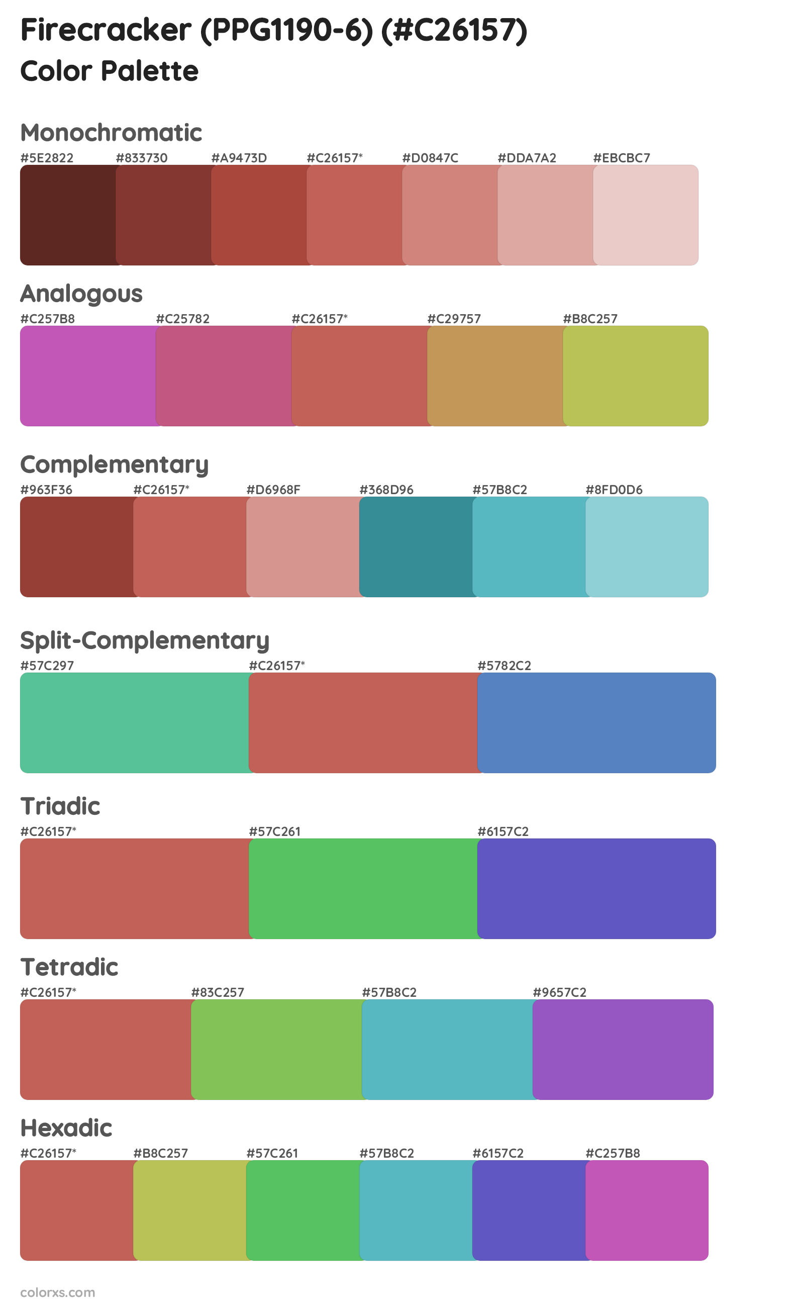 Firecracker (PPG1190-6) Color Scheme Palettes