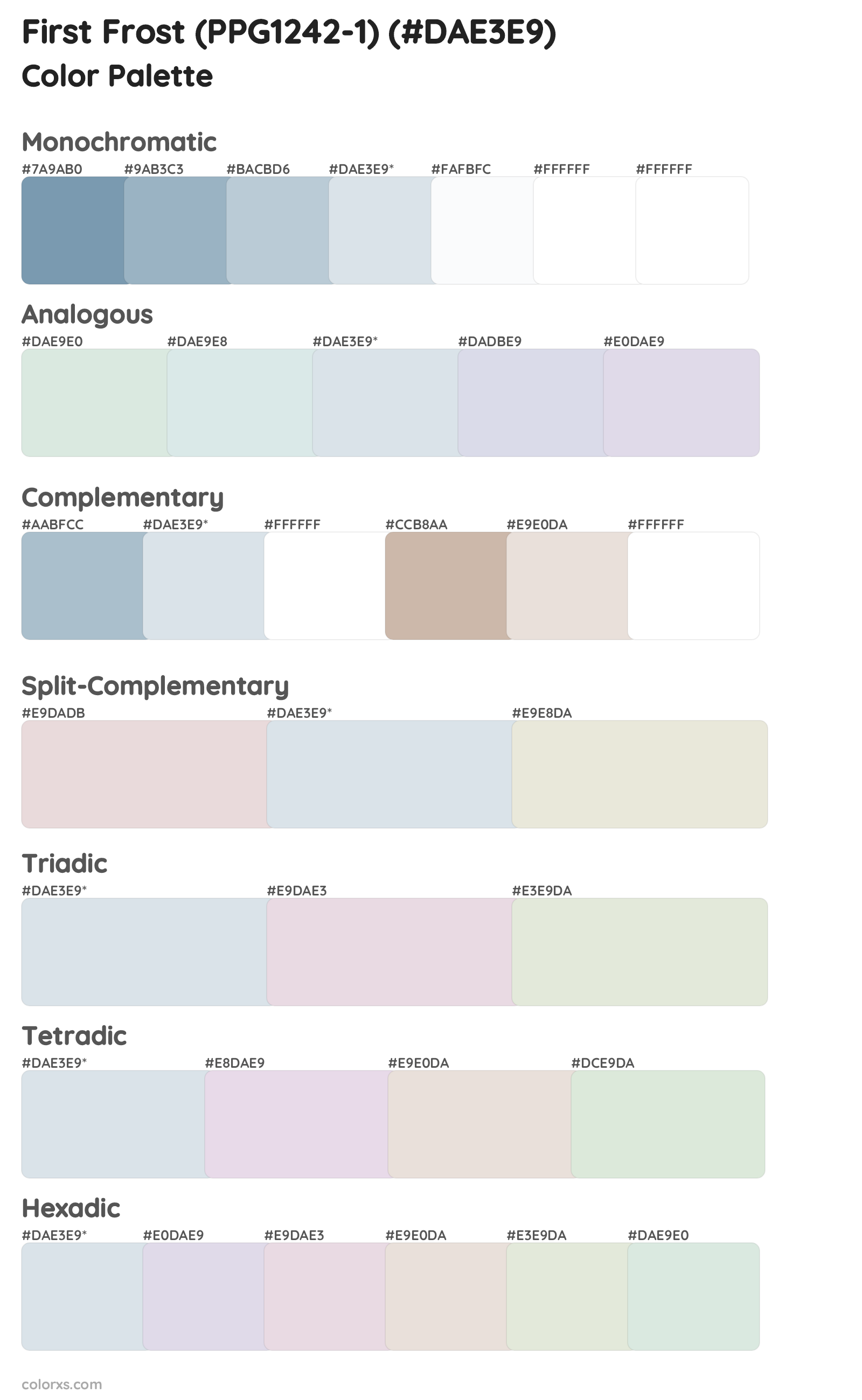First Frost (PPG1242-1) Color Scheme Palettes