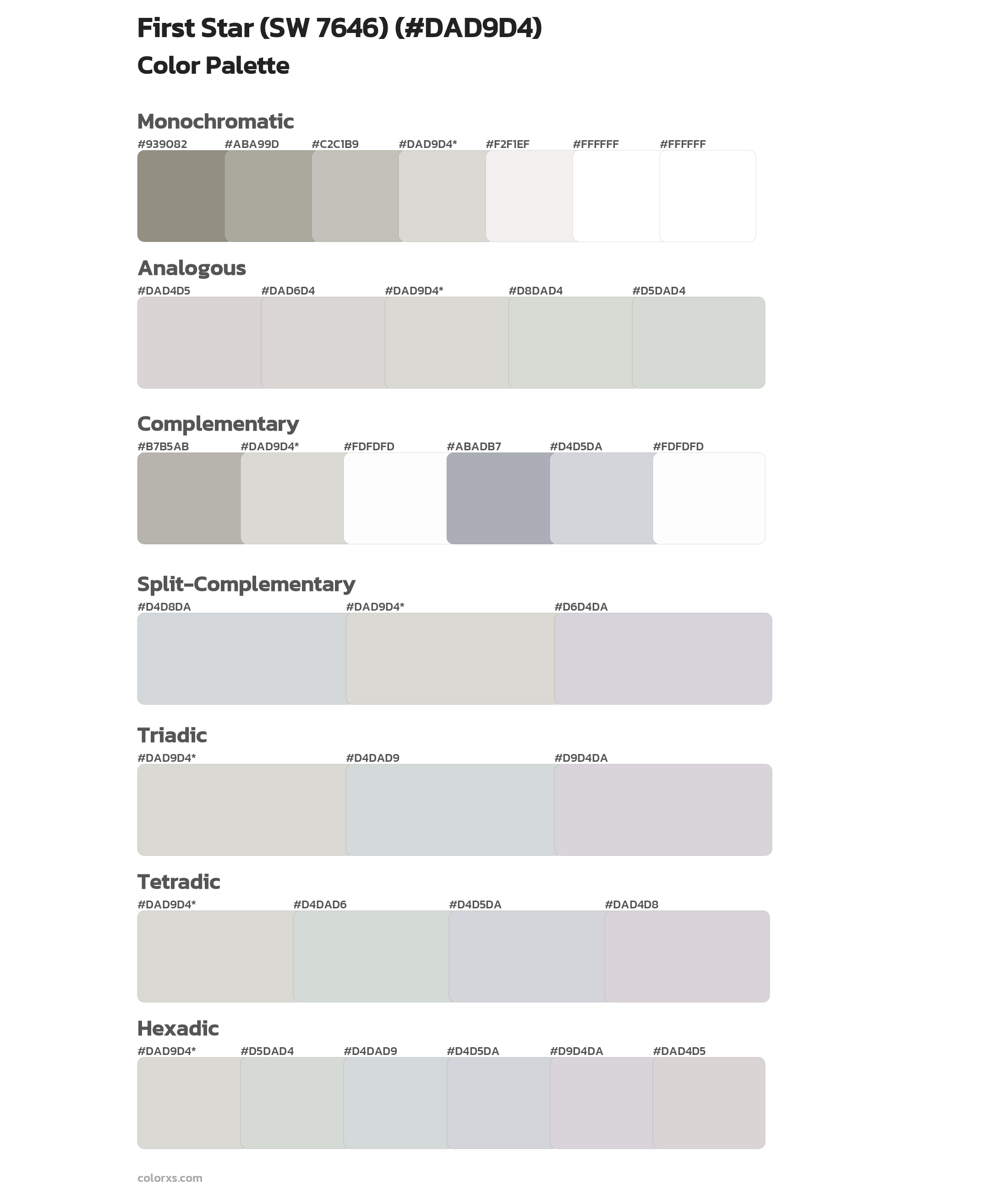First Star (SW 7646) Color Scheme Palettes