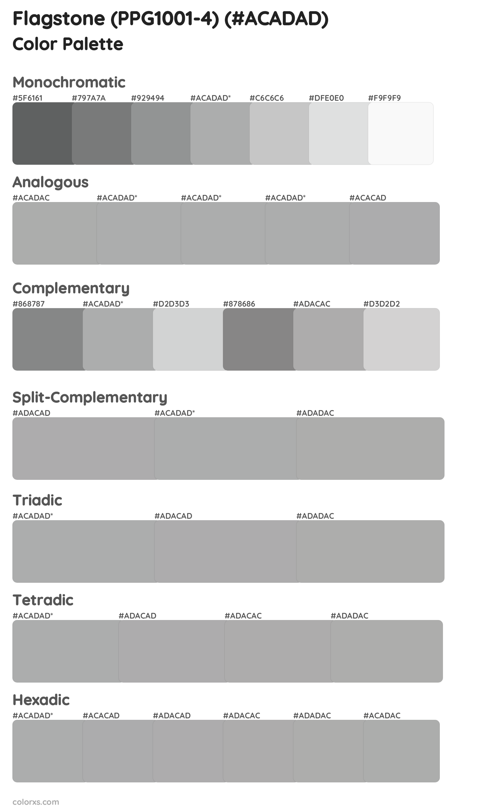 Flagstone (PPG1001-4) Color Scheme Palettes