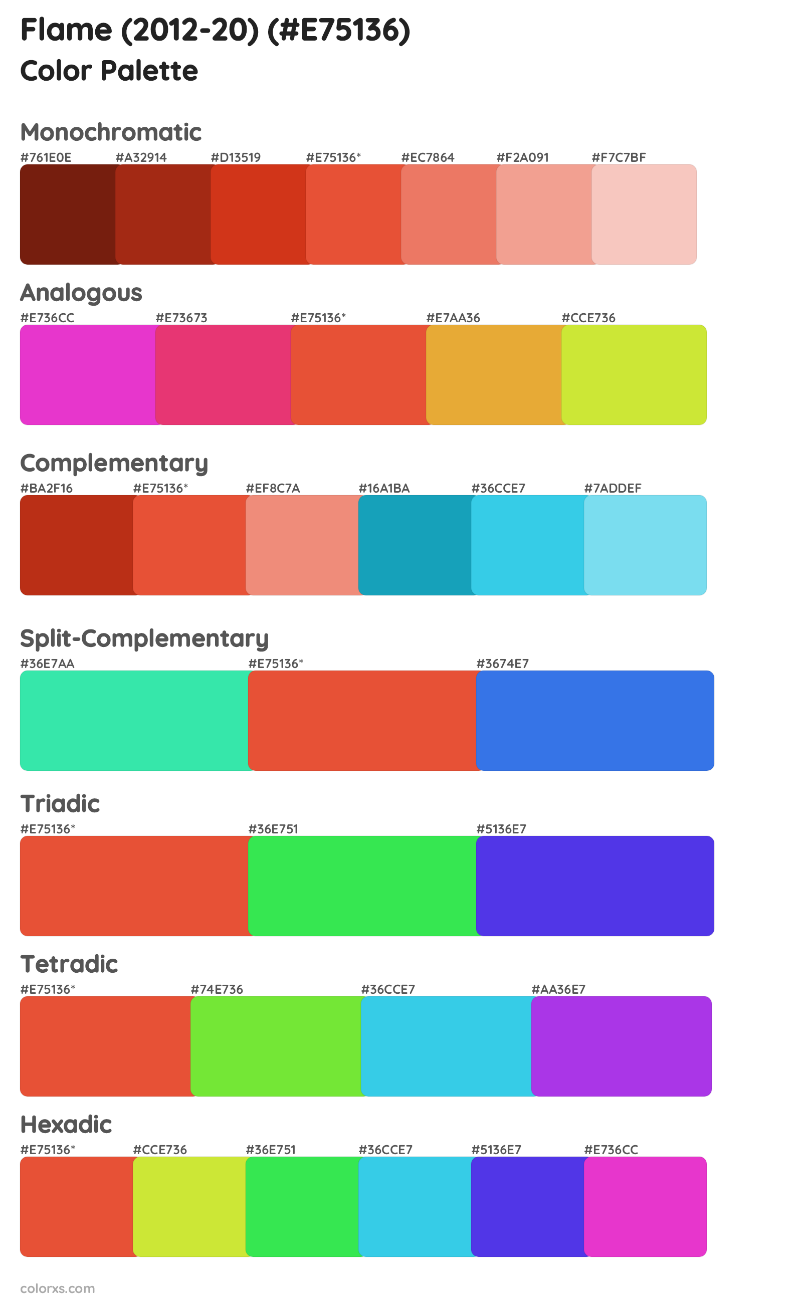 Flame (2012-20) Color Scheme Palettes