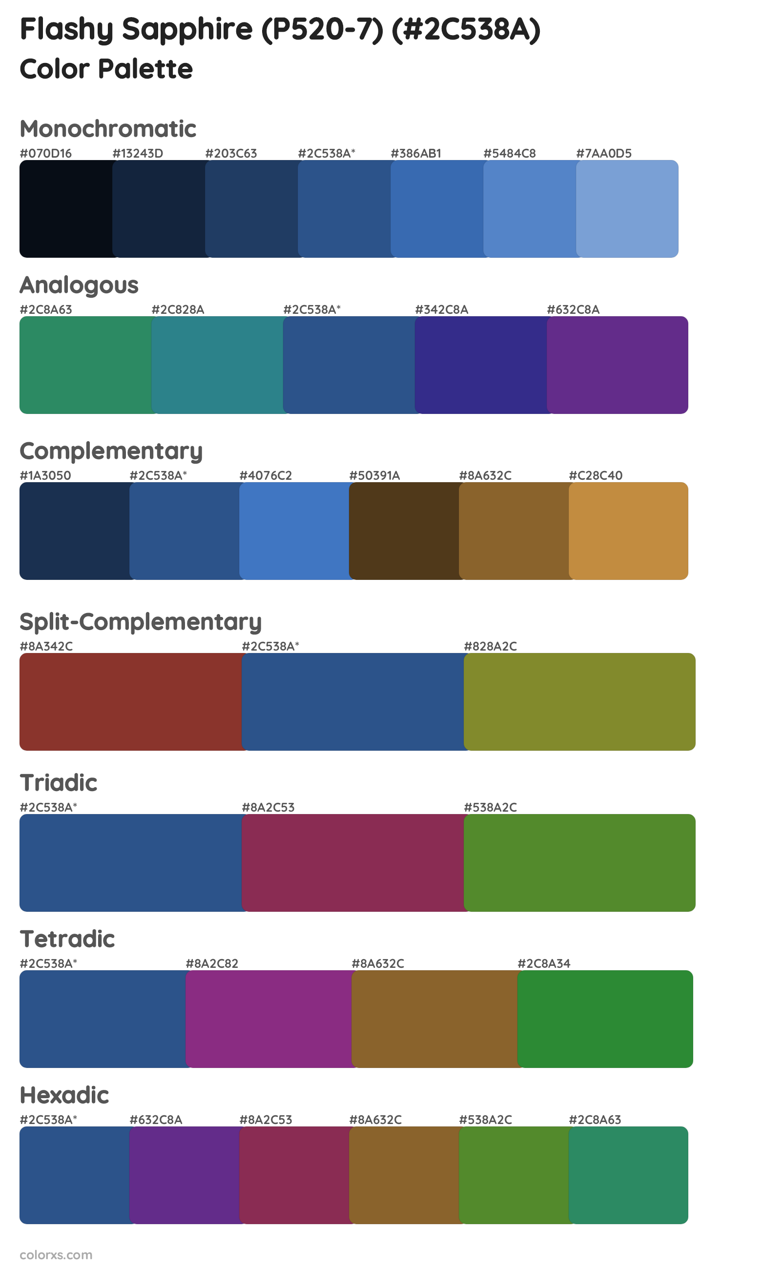 Flashy Sapphire (P520-7) Color Scheme Palettes