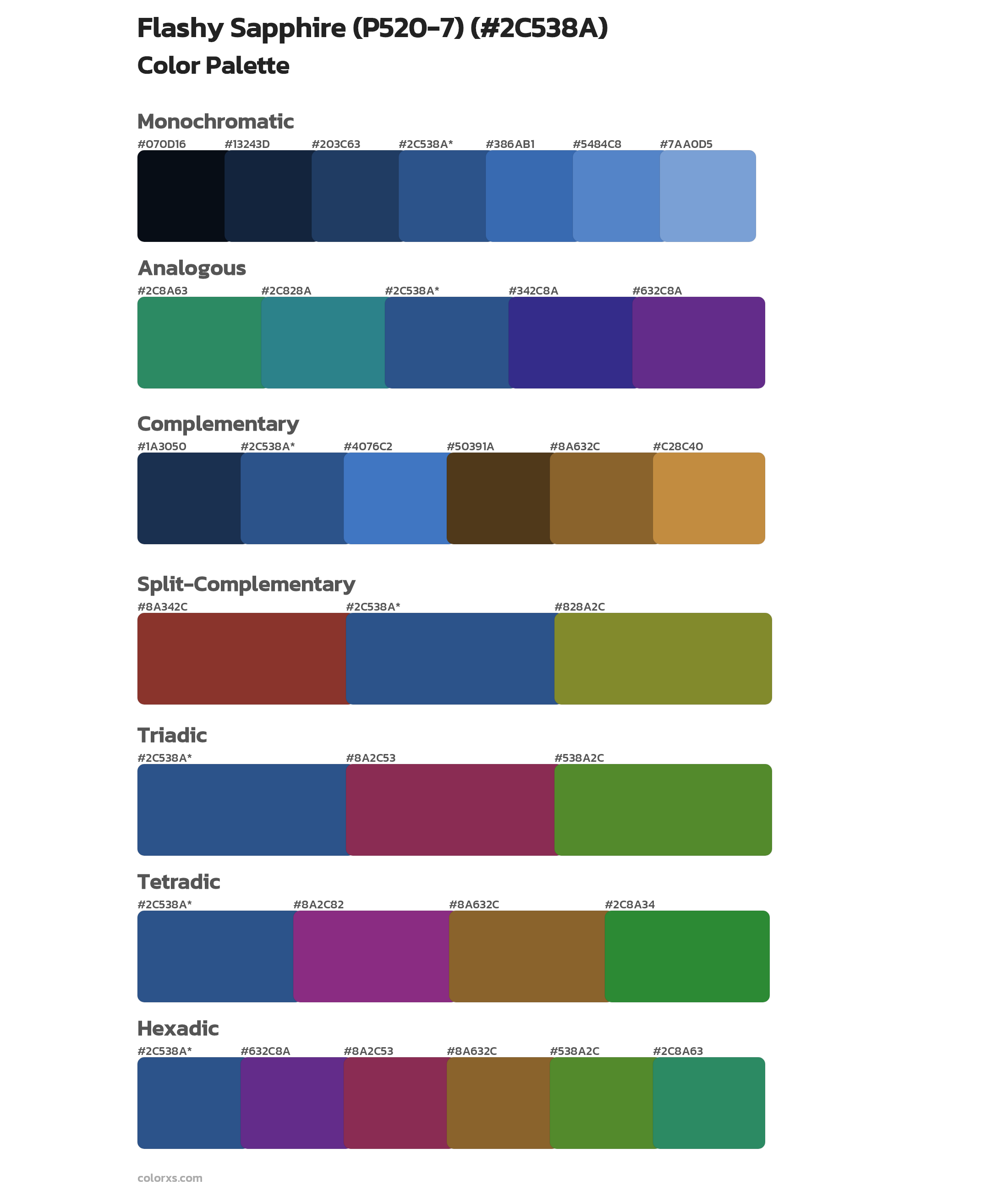 Flashy Sapphire (P520-7) Color Scheme Palettes