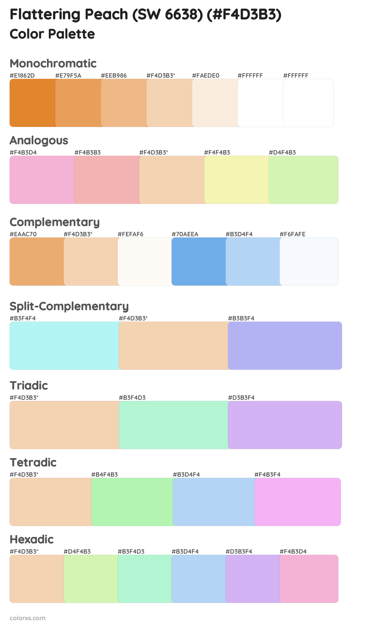 Flattering Peach (SW 6638) Color Scheme Palettes