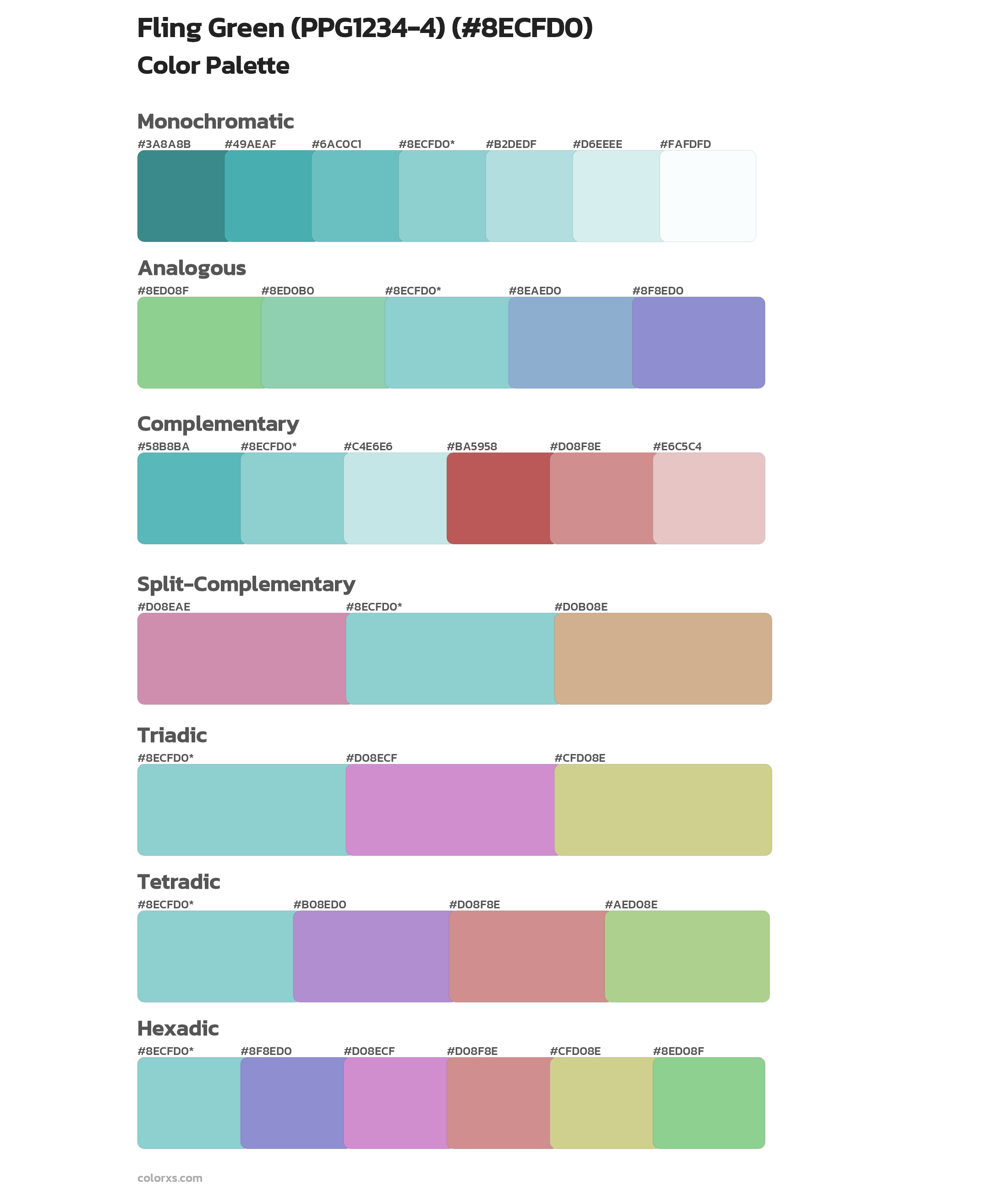 Fling Green (PPG1234-4) Color Scheme Palettes