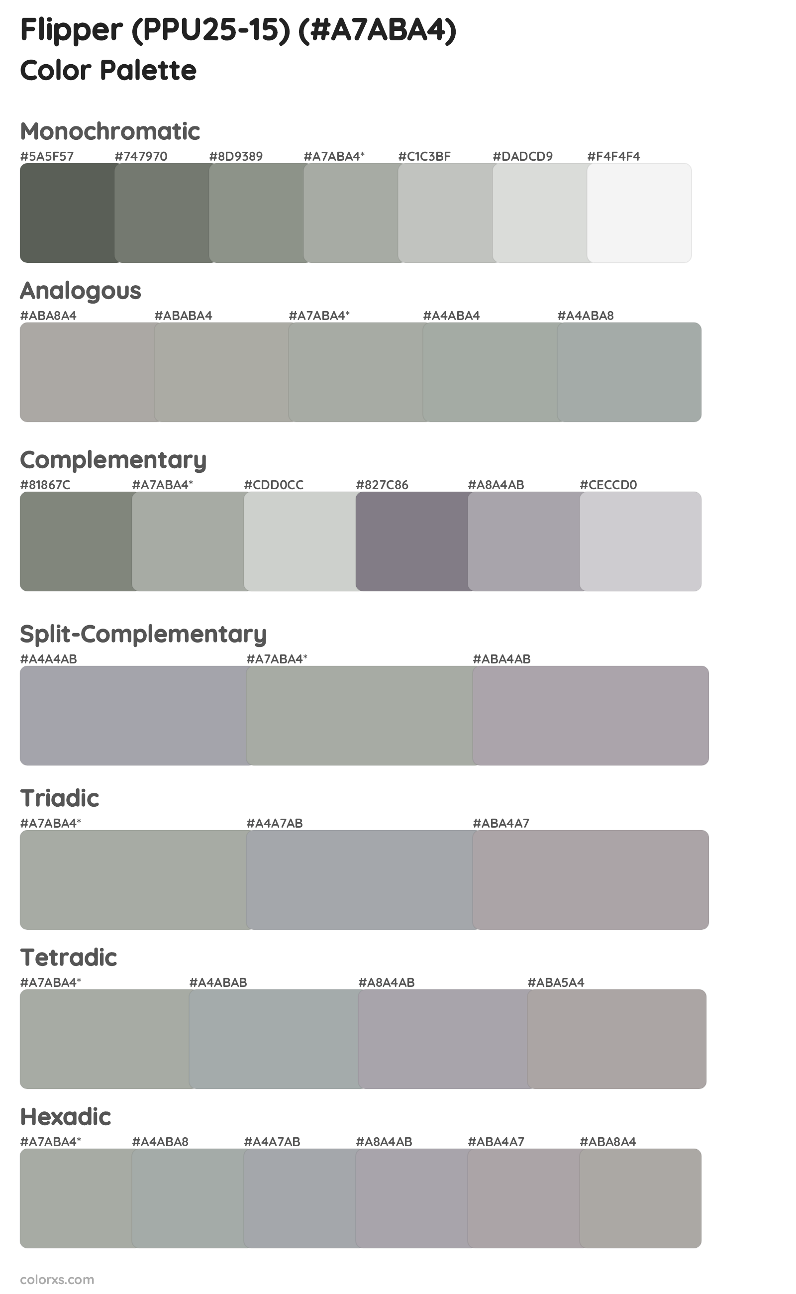 Flipper (PPU25-15) Color Scheme Palettes