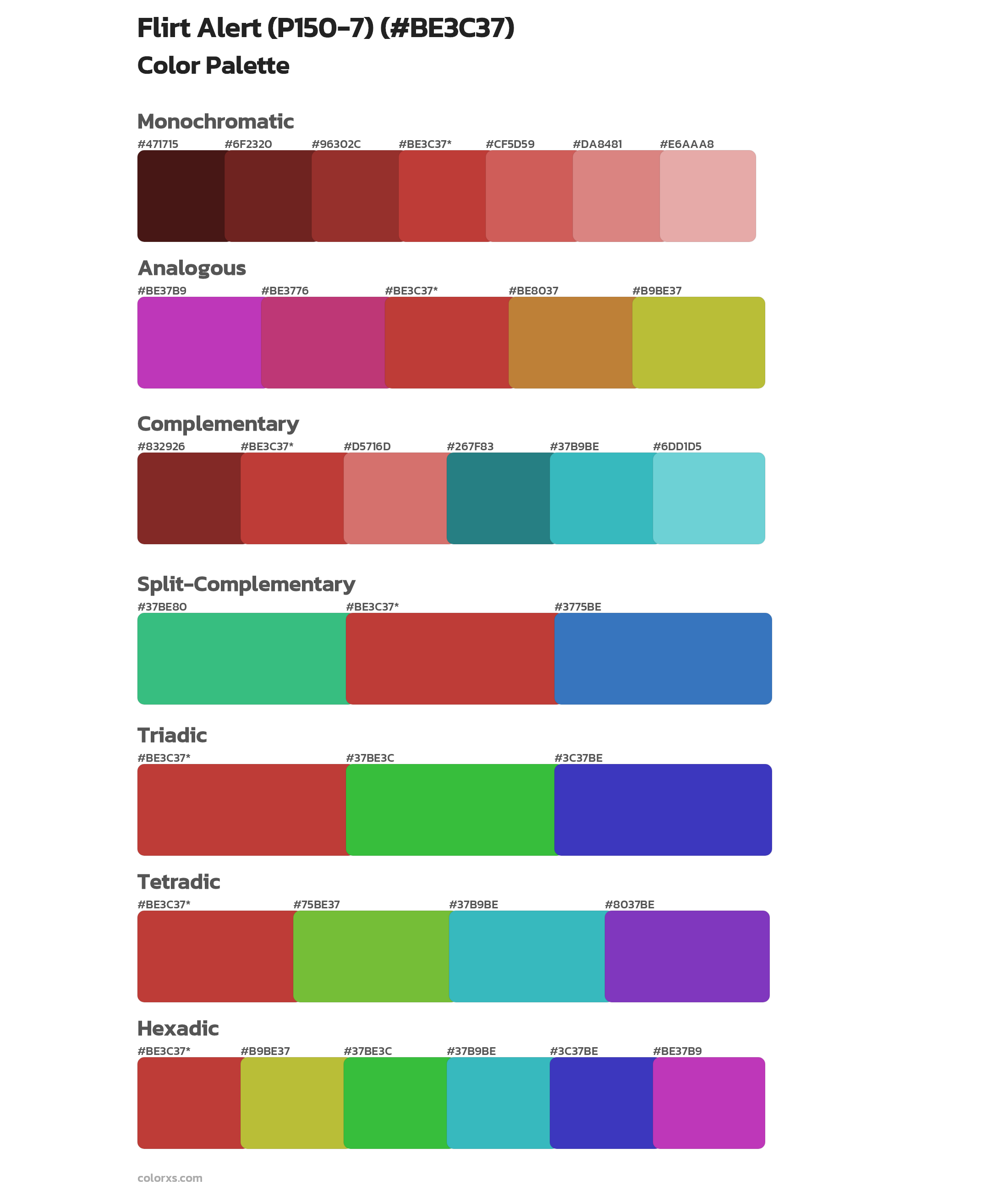 Flirt Alert (P150-7) Color Scheme Palettes
