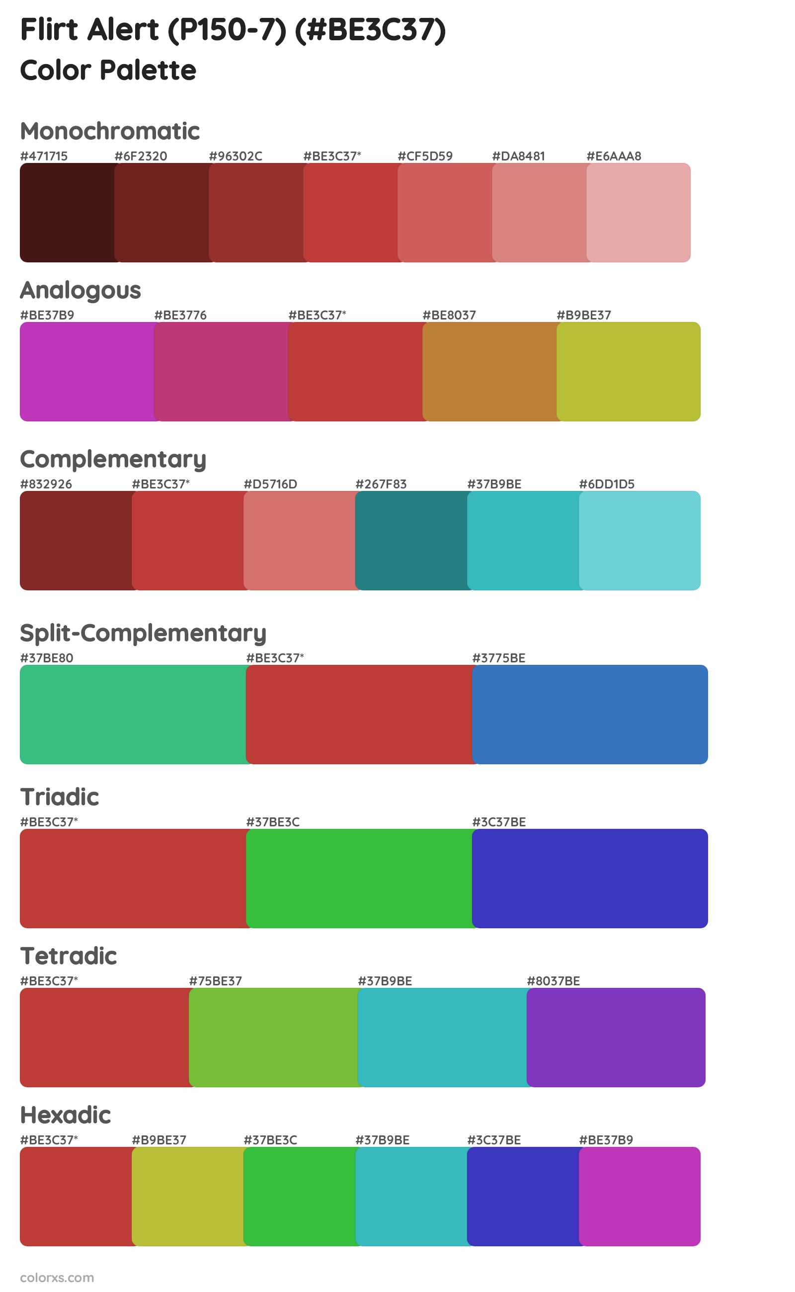 Flirt Alert (P150-7) Color Scheme Palettes