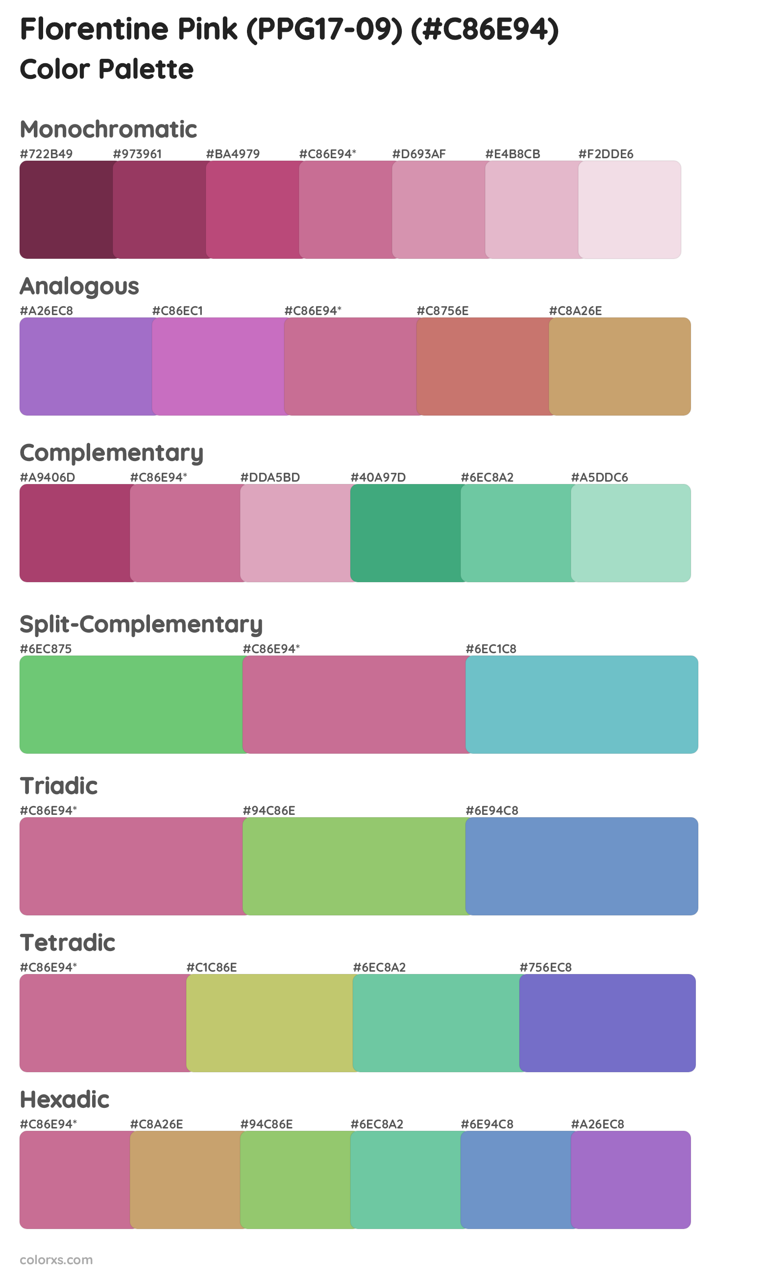 Florentine Pink (PPG17-09) Color Scheme Palettes