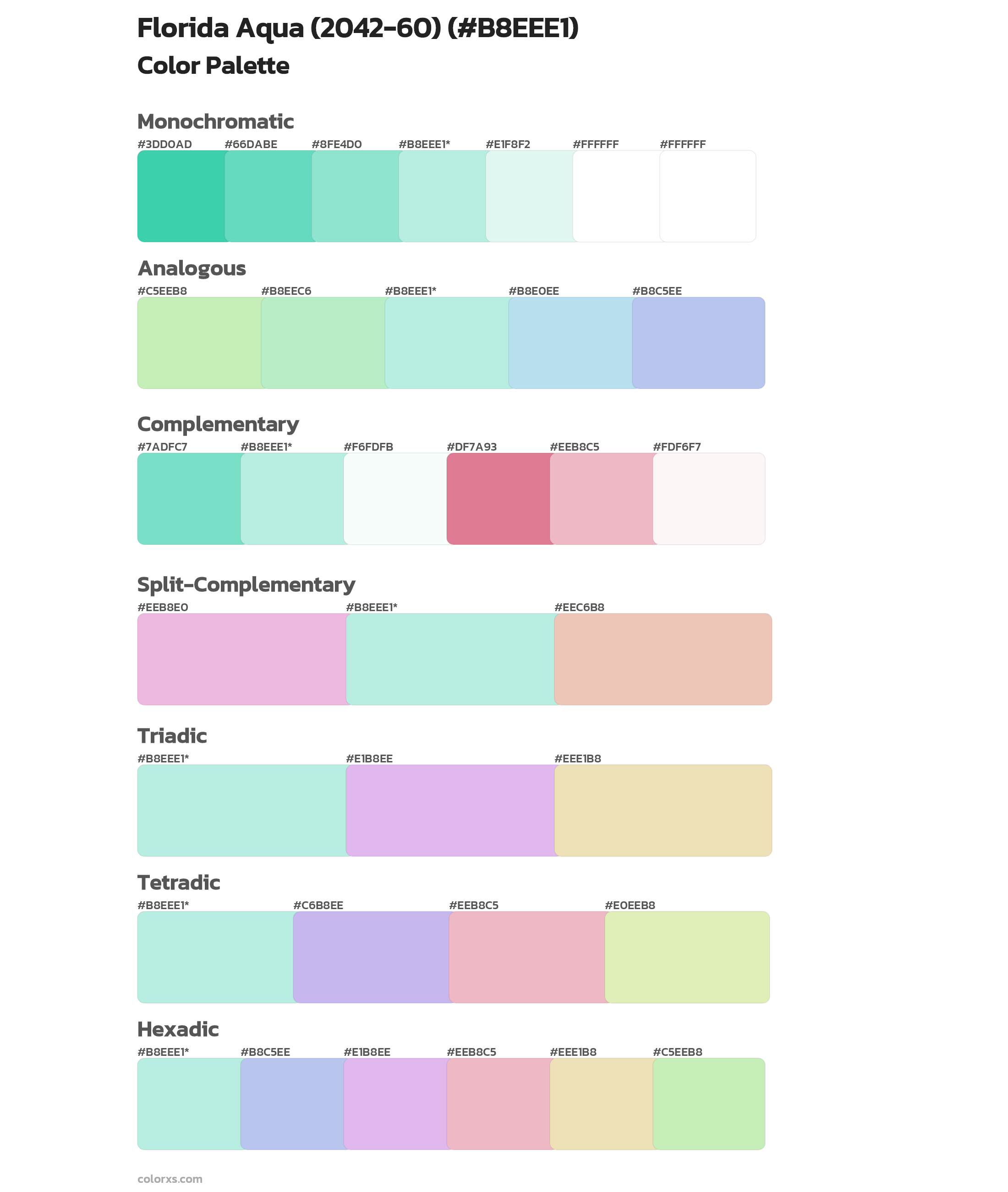 Florida Aqua (2042-60) Color Scheme Palettes