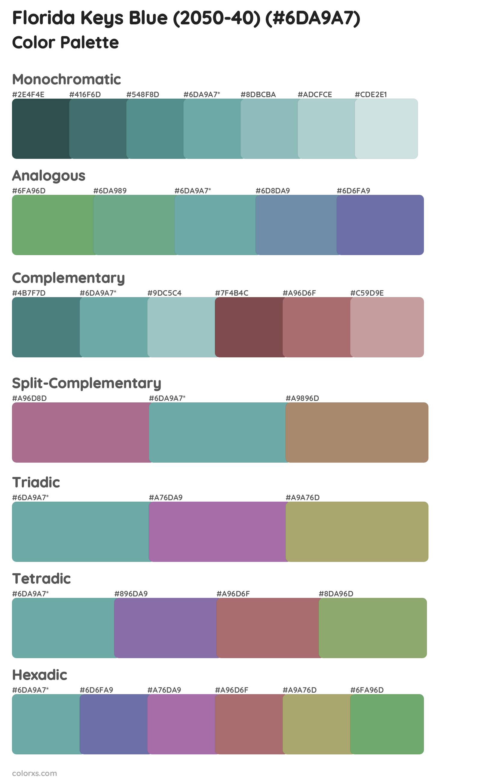 Florida Keys Blue (2050-40) Color Scheme Palettes