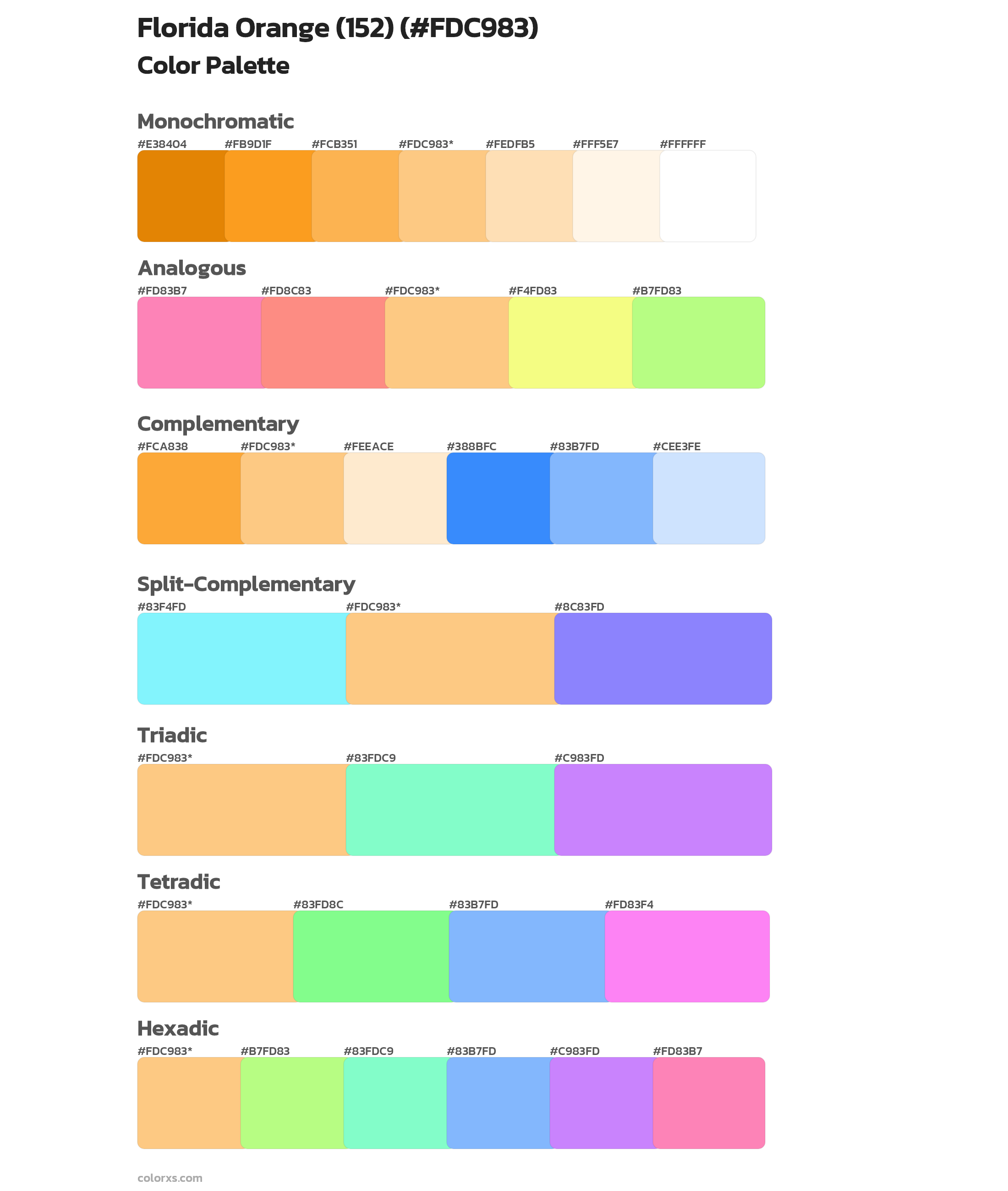Florida Orange (152) Color Scheme Palettes