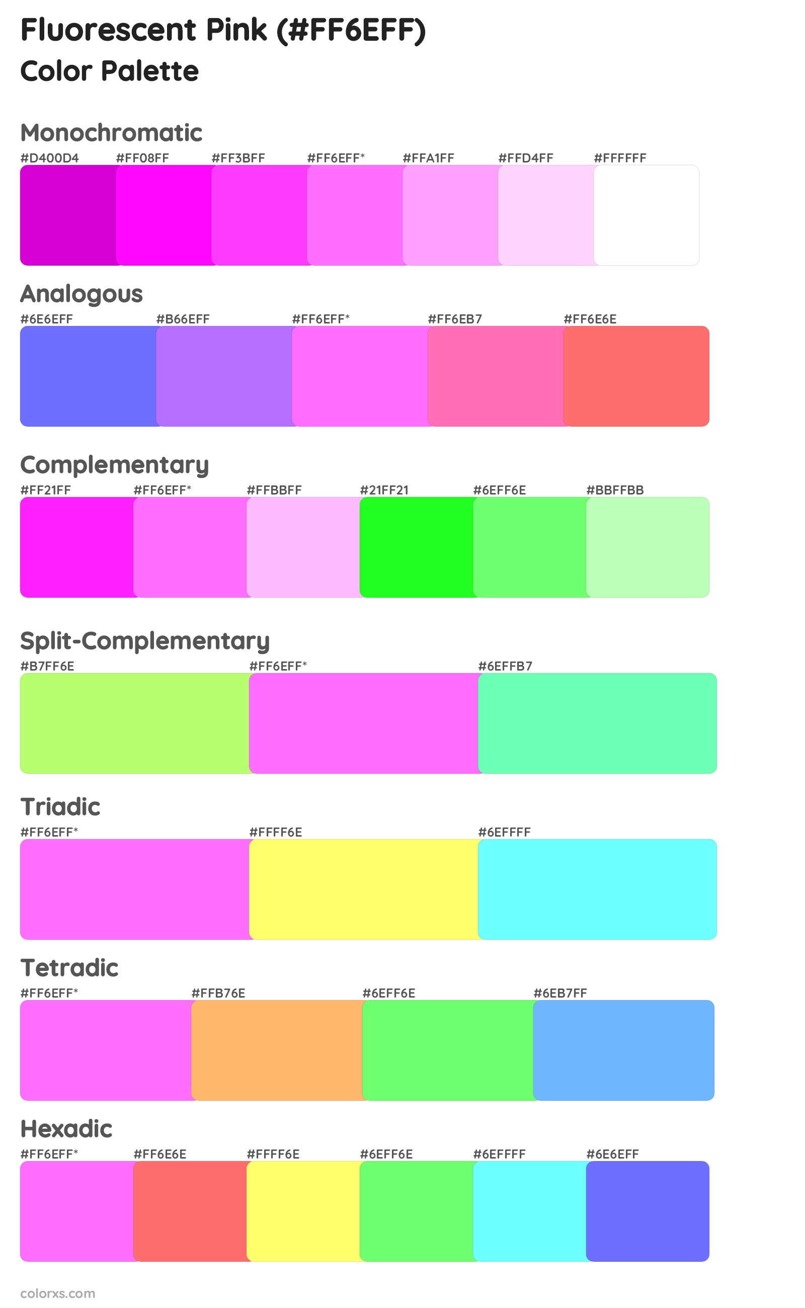 Fluorescent Pink Color Scheme Palettes