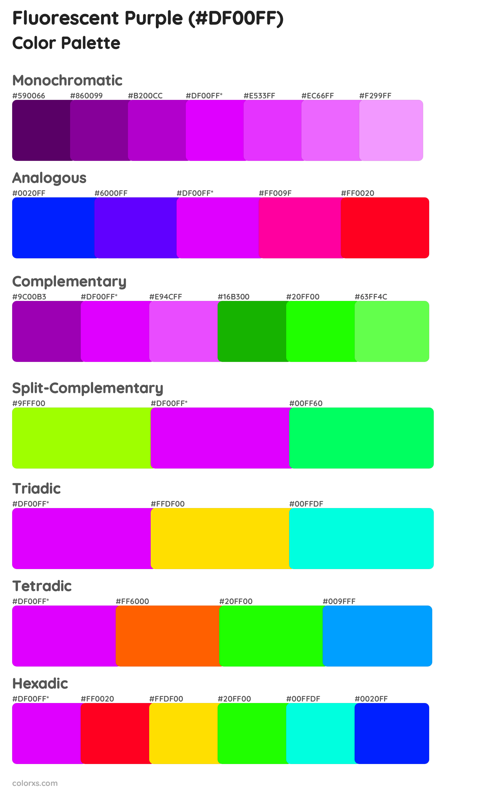 Fluorescent Purple Color Scheme Palettes