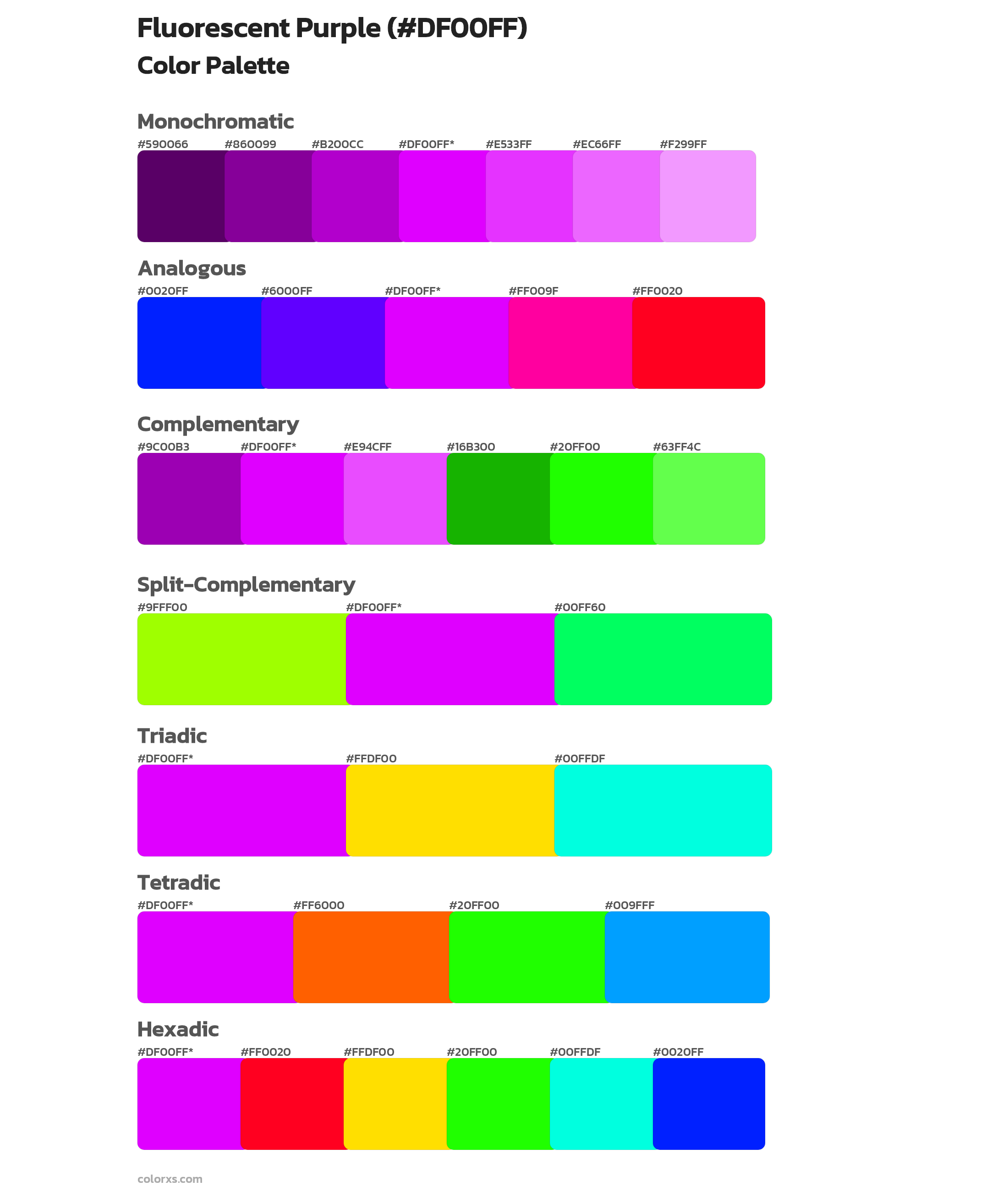 Fluorescent Purple Color Scheme Palettes