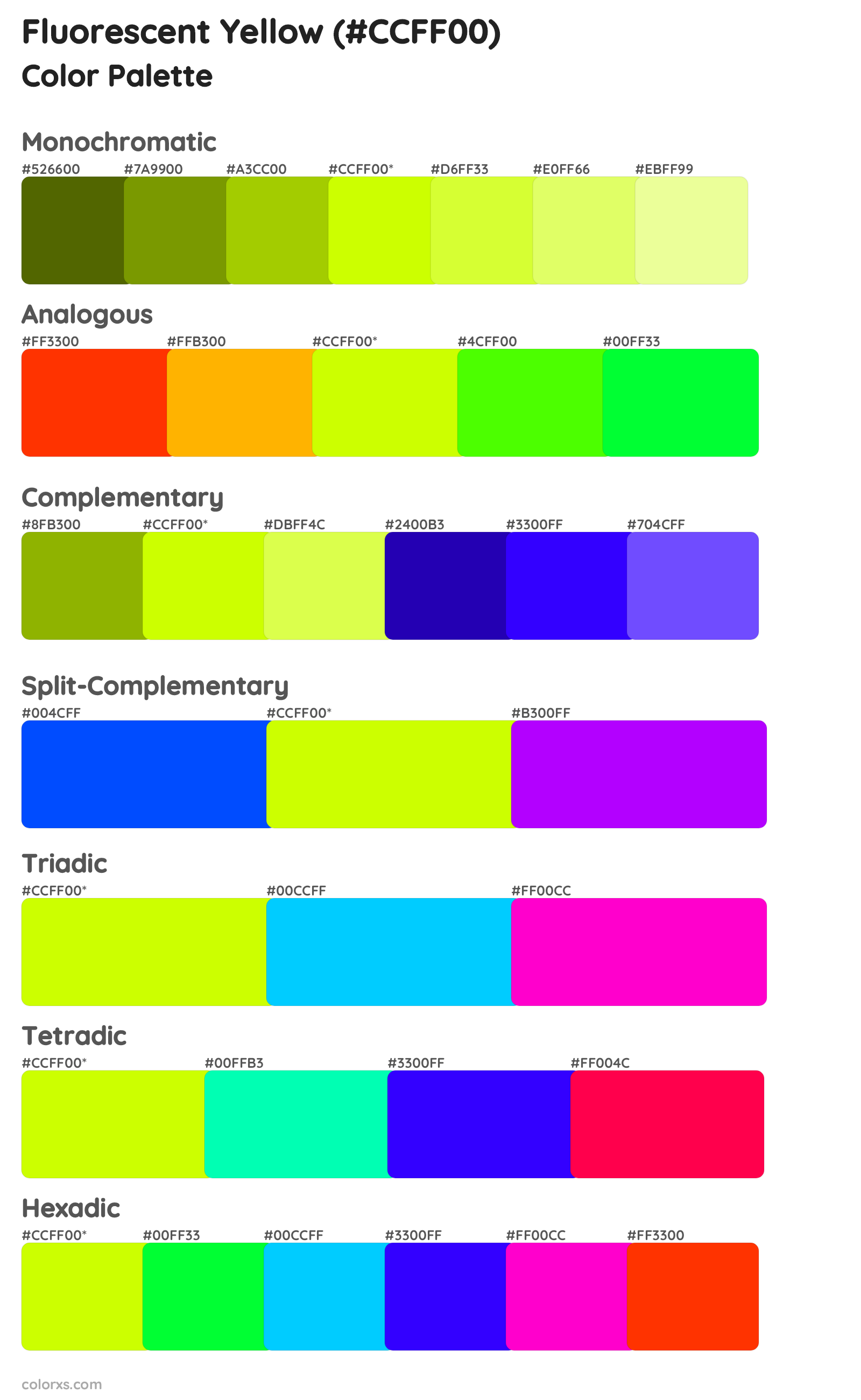 Fluorescent Yellow Color Scheme Palettes