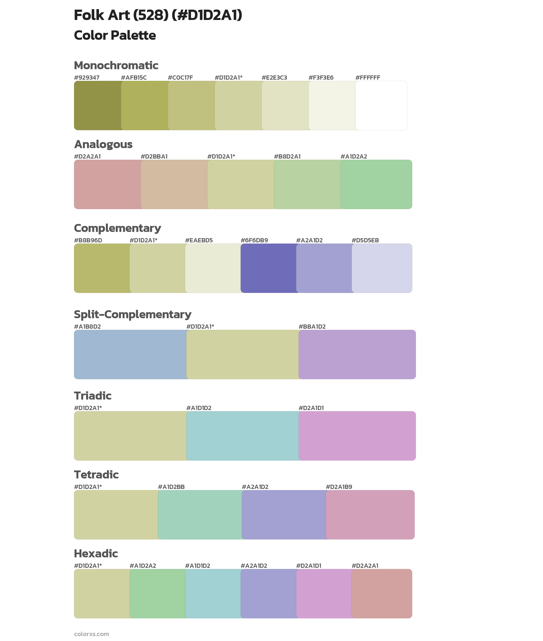 Folk Art (528) Color Scheme Palettes