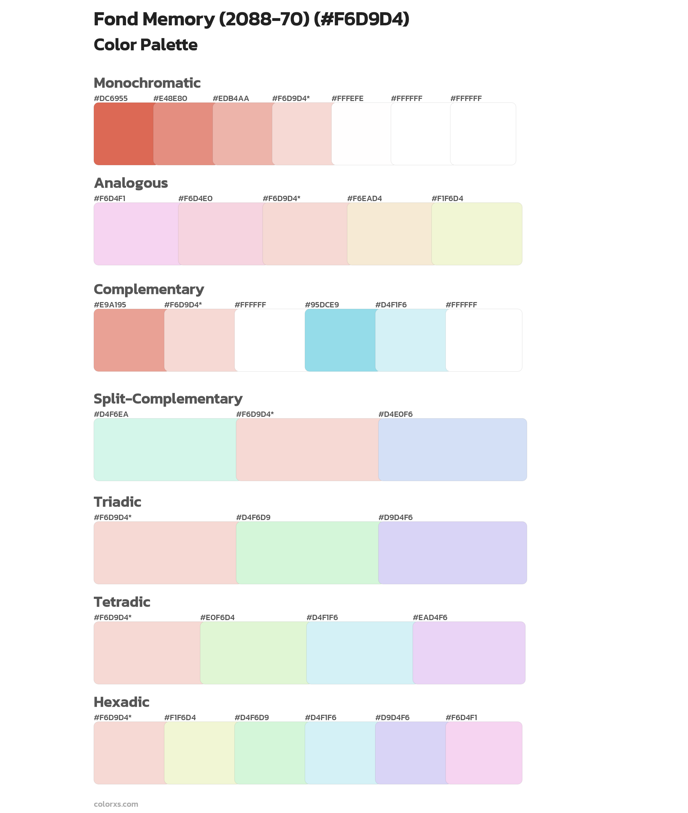 Fond Memory (2088-70) Color Scheme Palettes