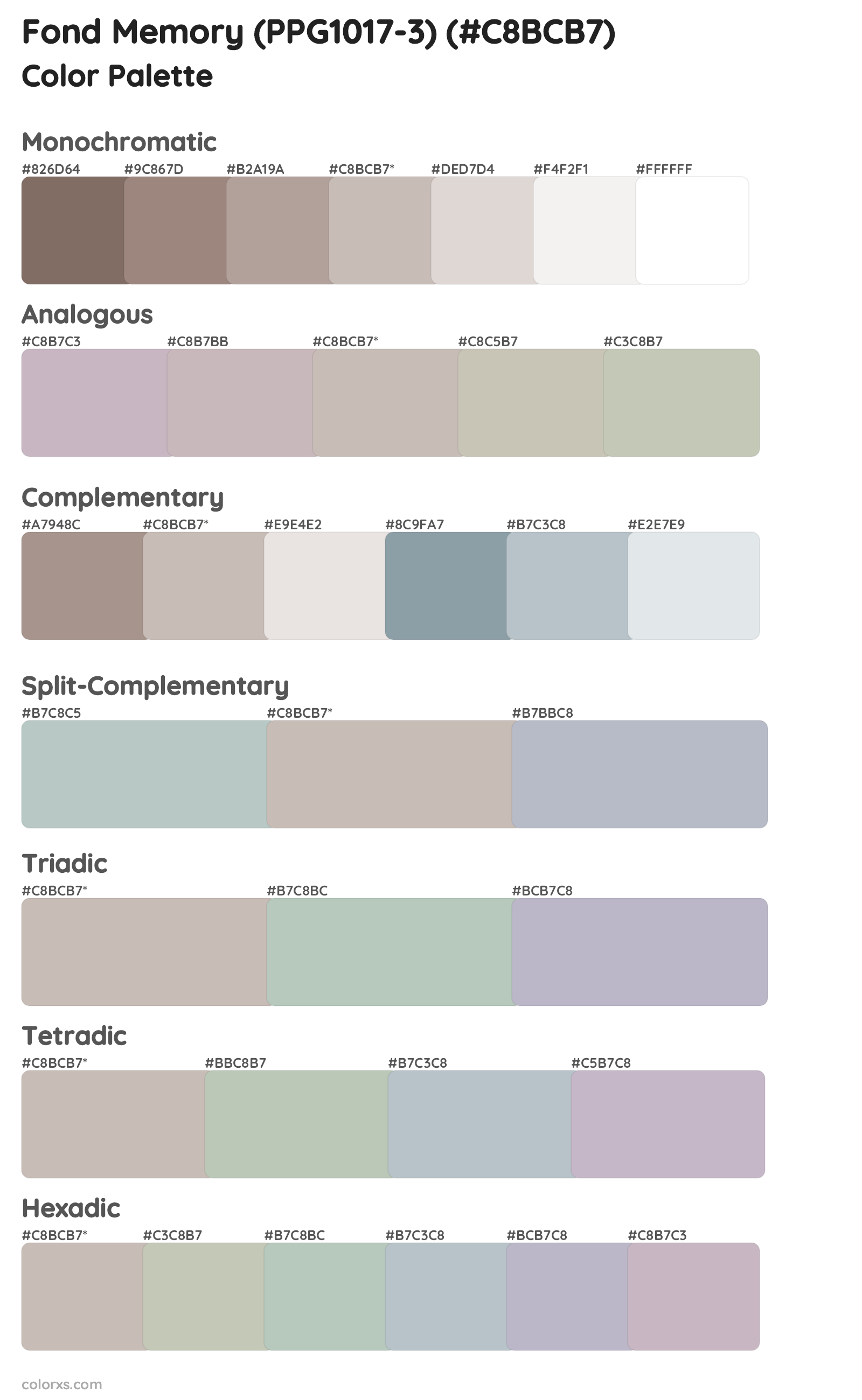 Fond Memory (PPG1017-3) Color Scheme Palettes