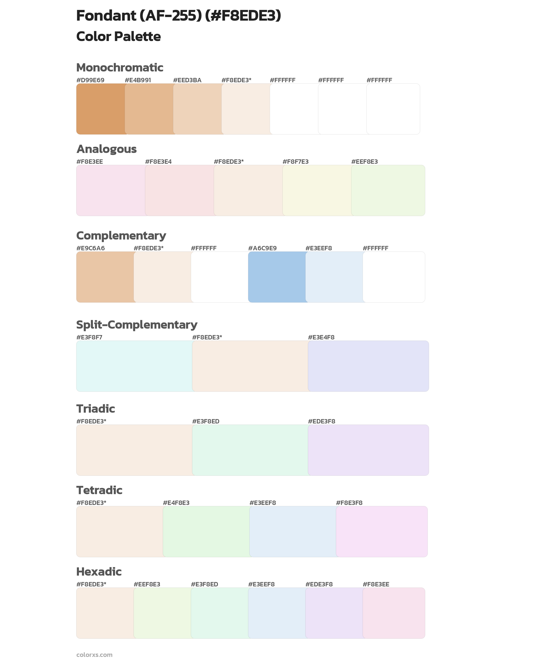 Fondant (AF-255) Color Scheme Palettes