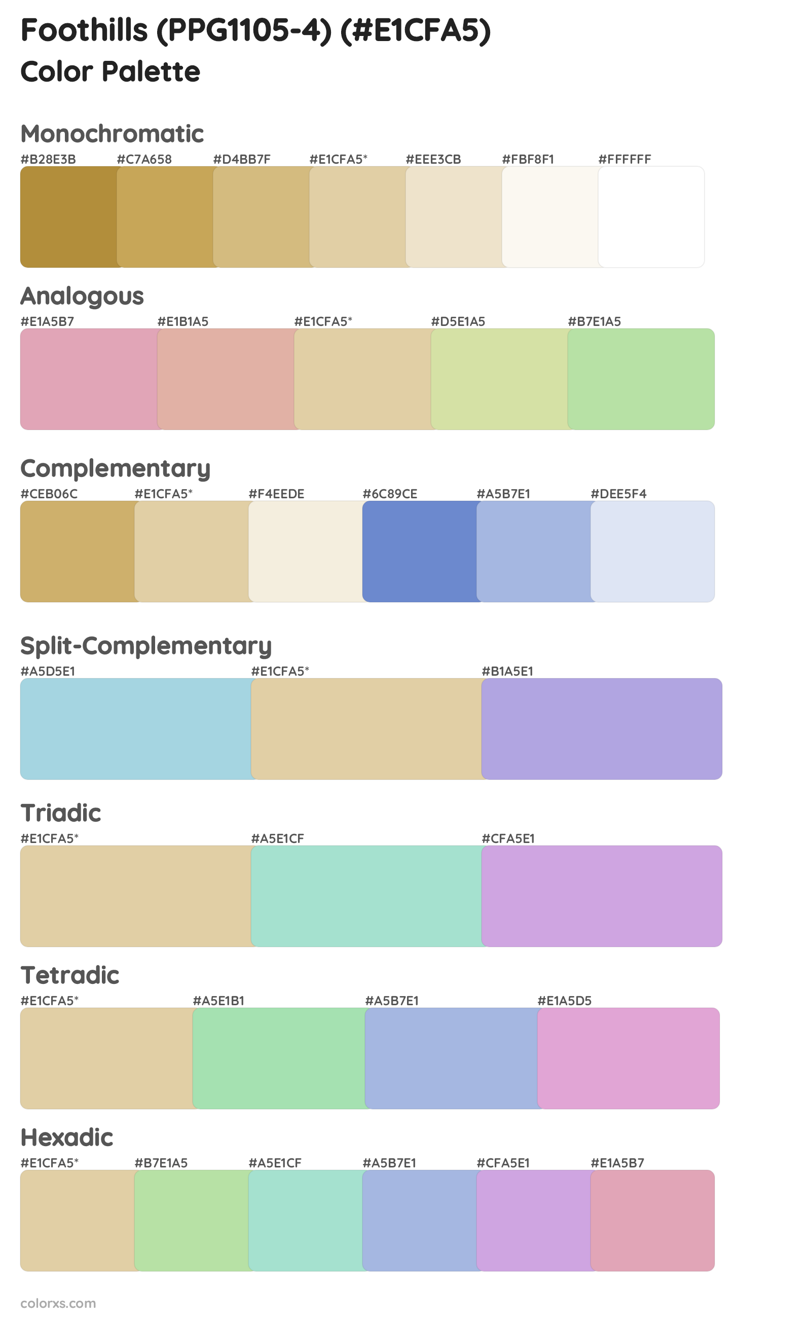 Foothills (PPG1105-4) Color Scheme Palettes