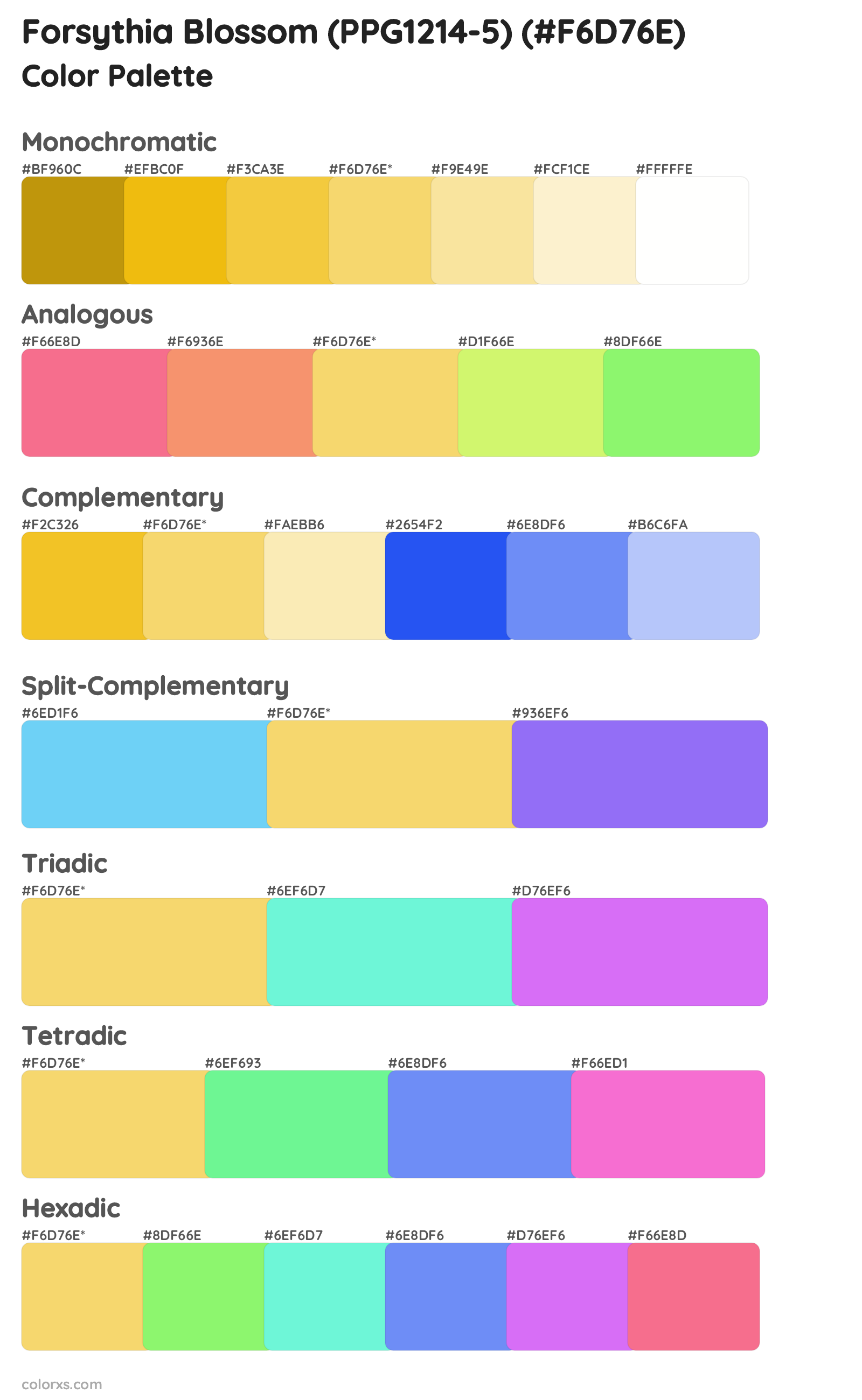 Forsythia Blossom (PPG1214-5) Color Scheme Palettes