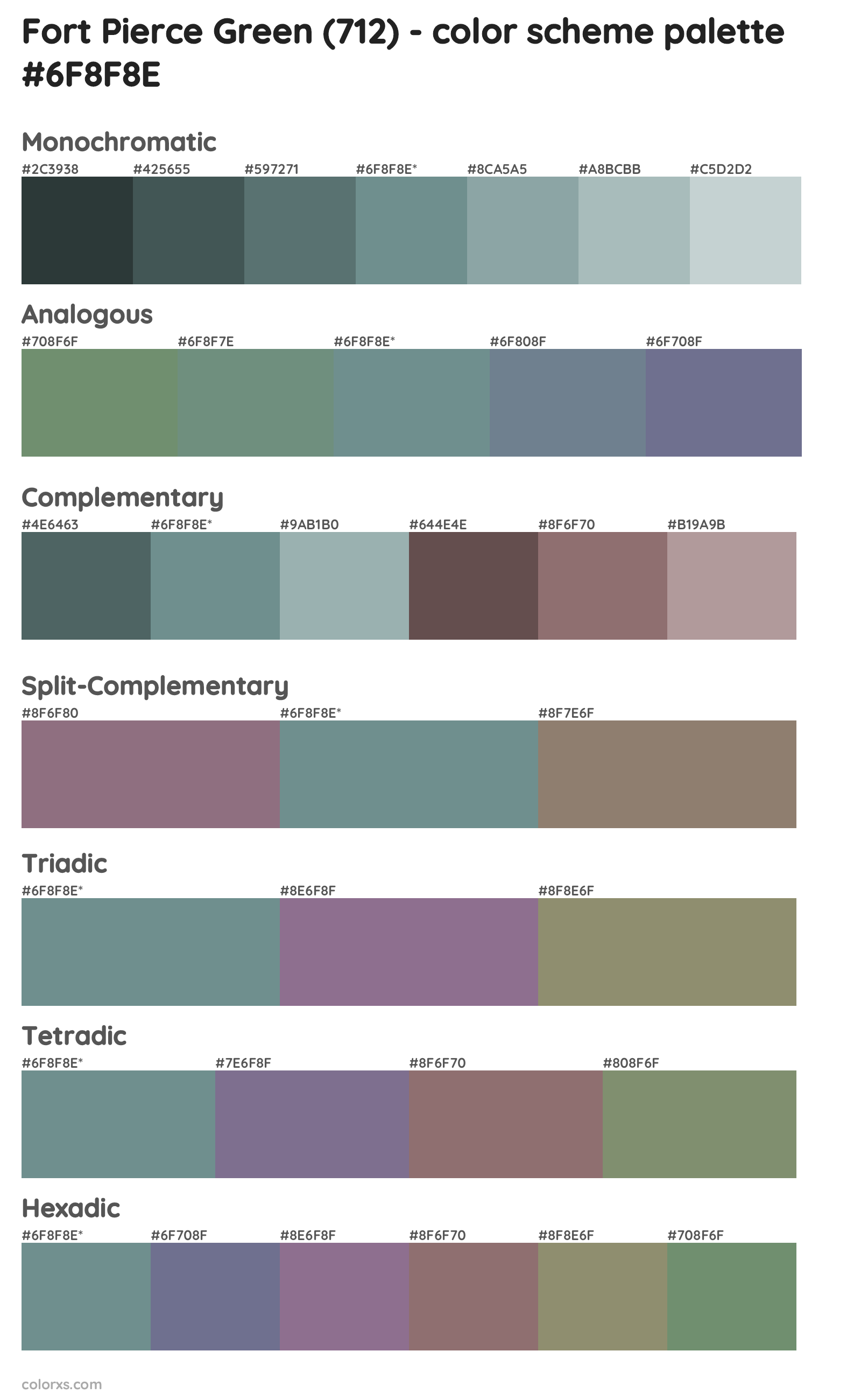 Fort Pierce Green (712) Color Scheme Palettes