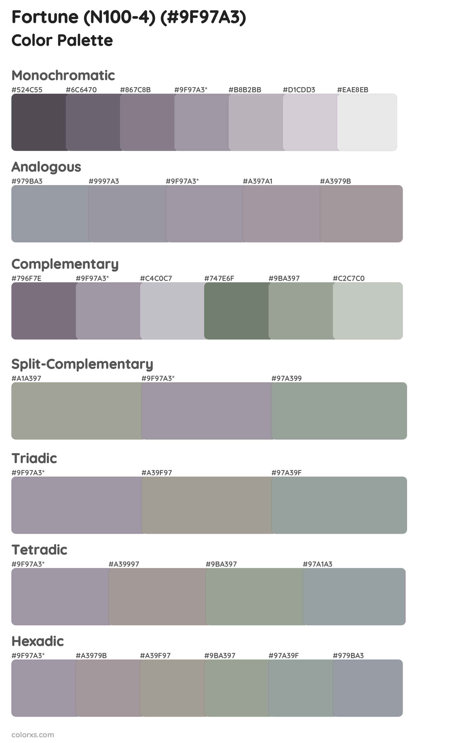 Fortune (N100-4) Color Scheme Palettes