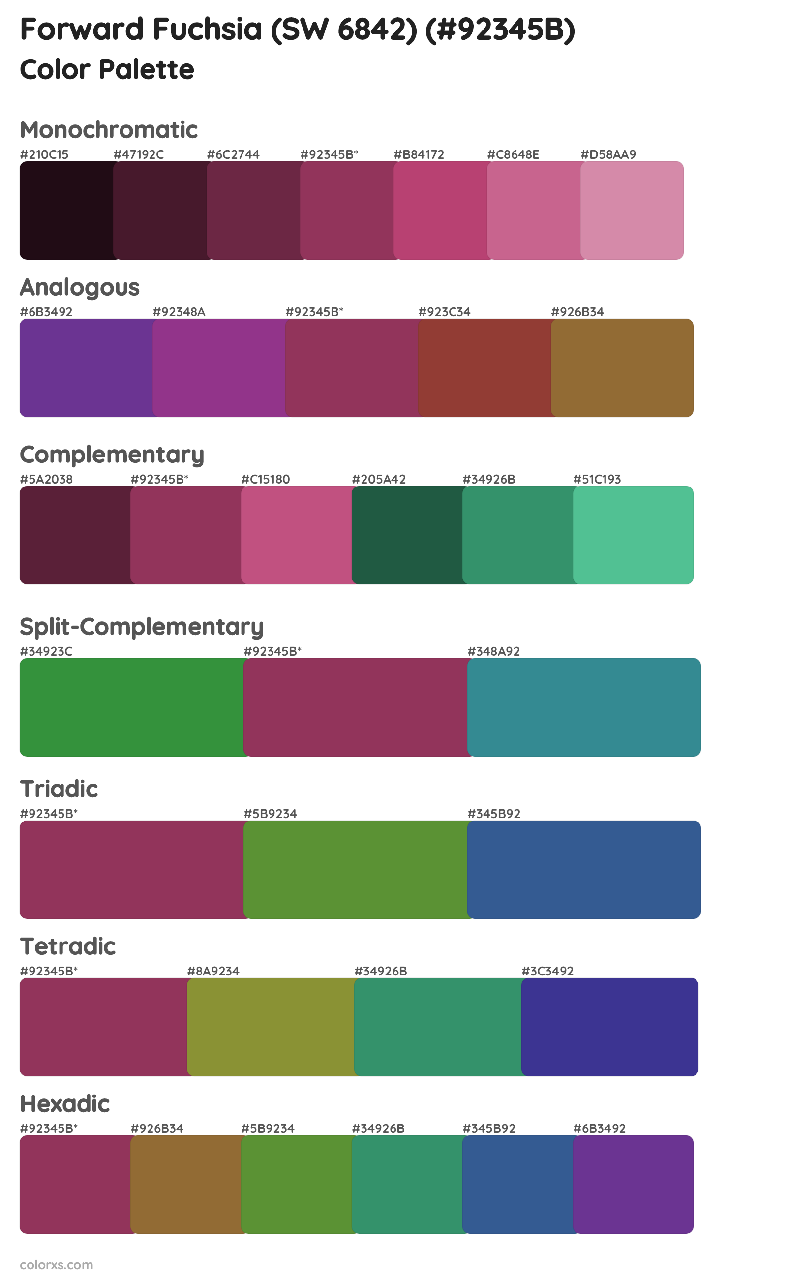 Forward Fuchsia (SW 6842) Color Scheme Palettes
