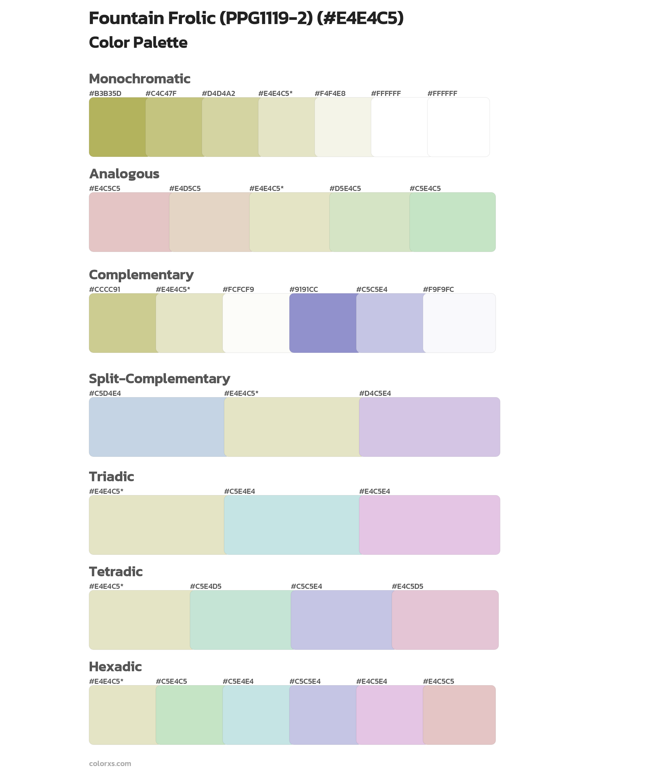 Fountain Frolic (PPG1119-2) Color Scheme Palettes
