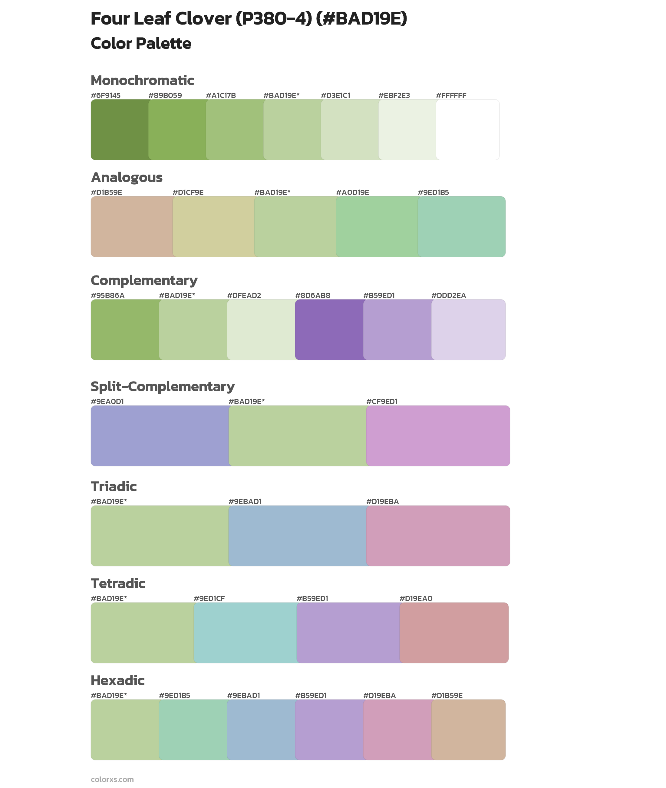 Four Leaf Clover (P380-4) Color Scheme Palettes