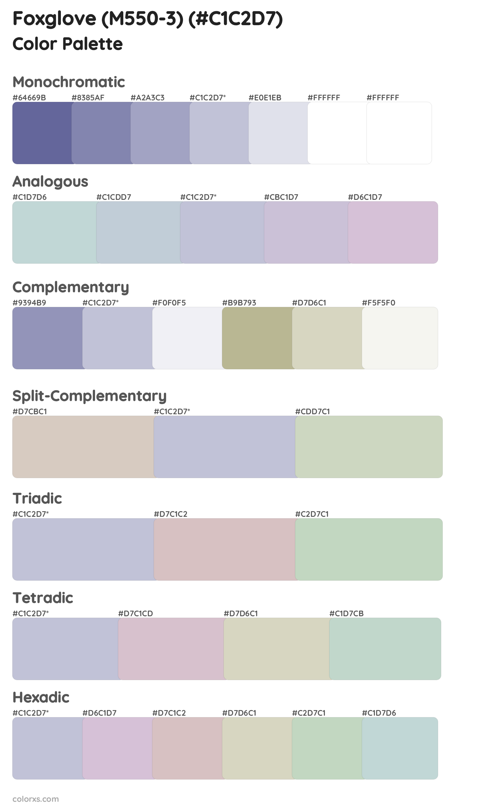 Foxglove (M550-3) Color Scheme Palettes