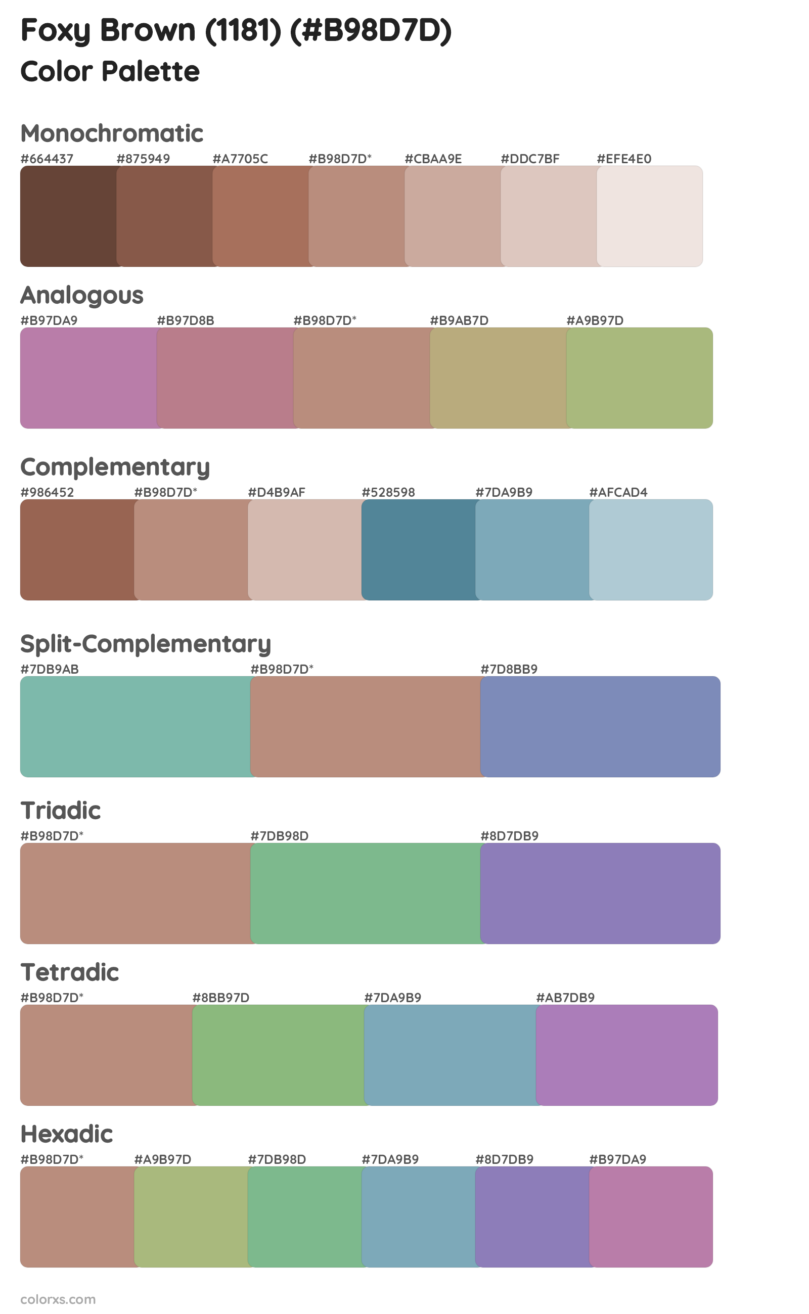 Foxy Brown (1181) Color Scheme Palettes