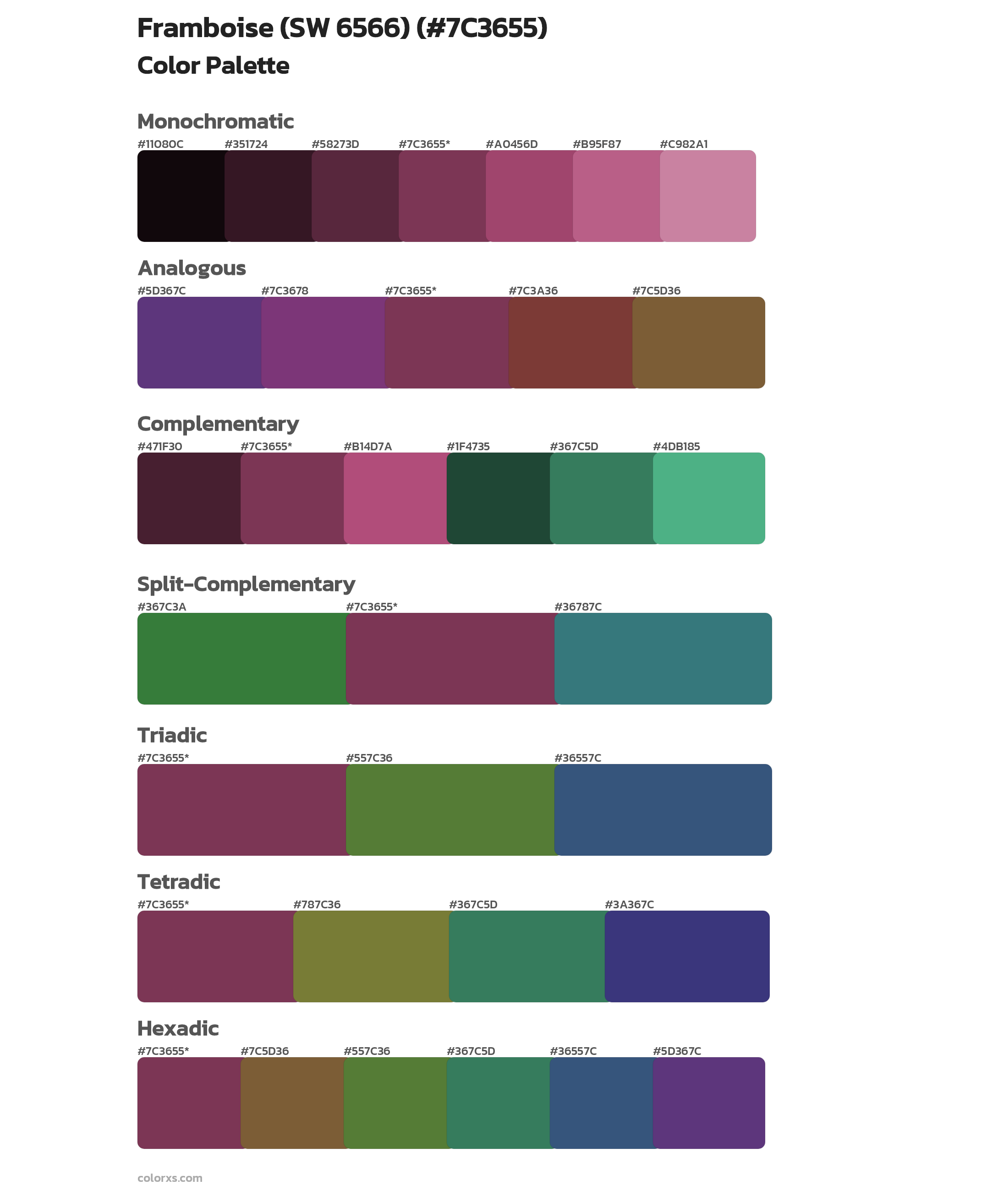Framboise (SW 6566) Color Scheme Palettes
