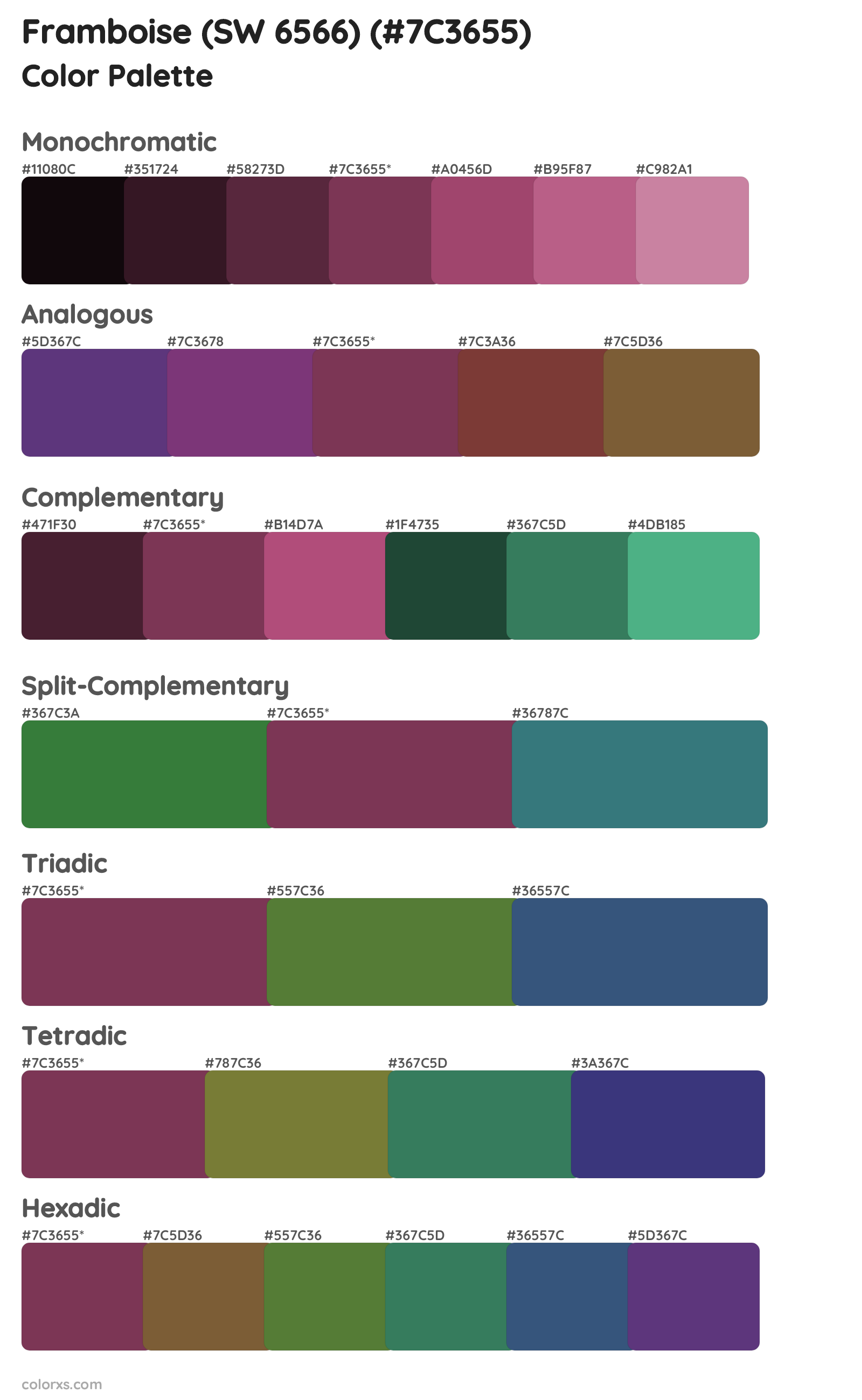 Framboise (SW 6566) Color Scheme Palettes