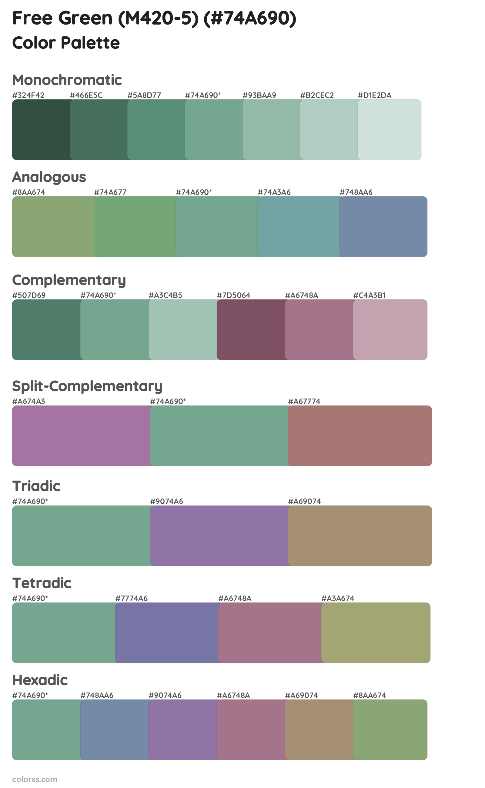 Free Green (M420-5) Color Scheme Palettes