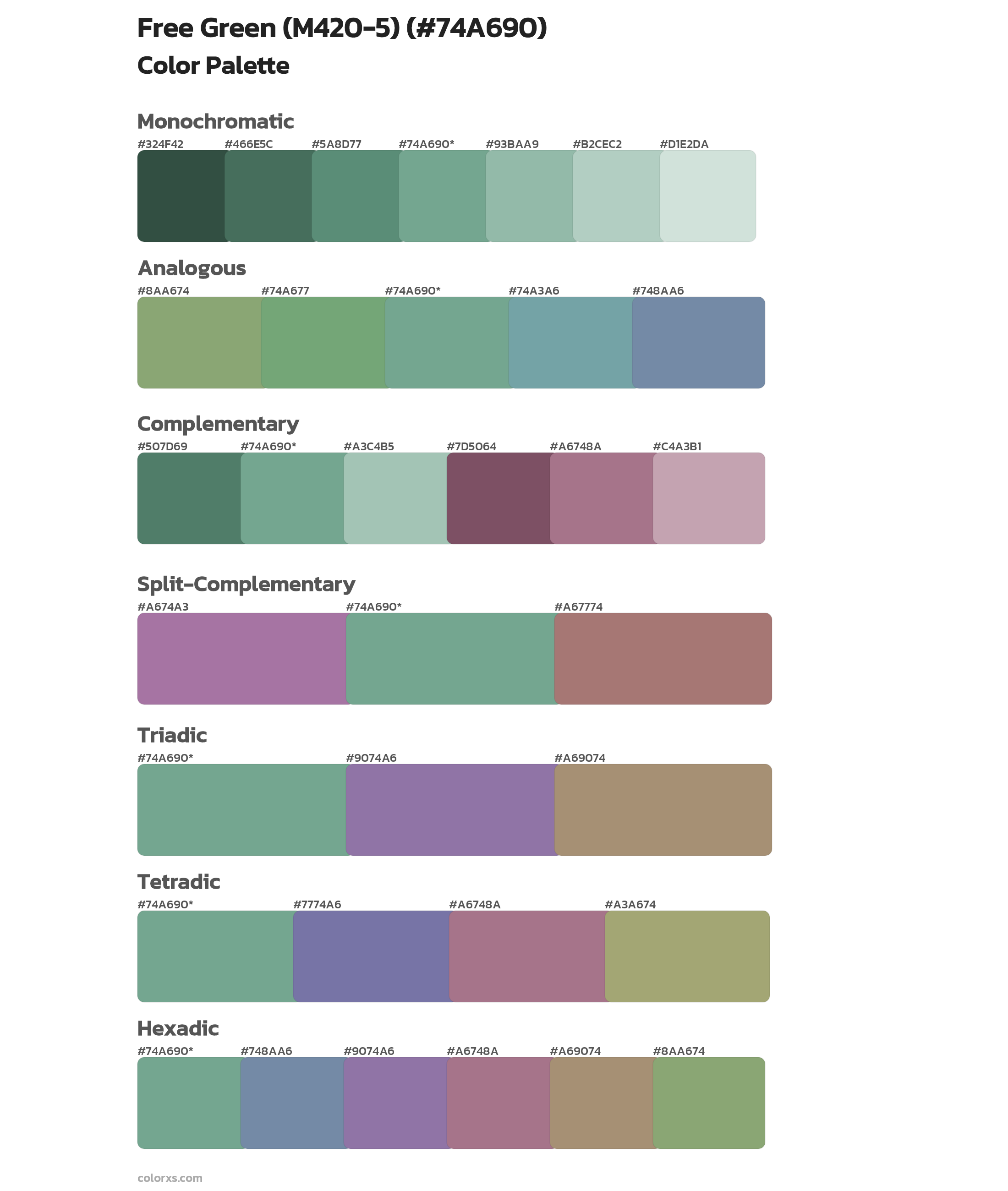 Free Green (M420-5) Color Scheme Palettes