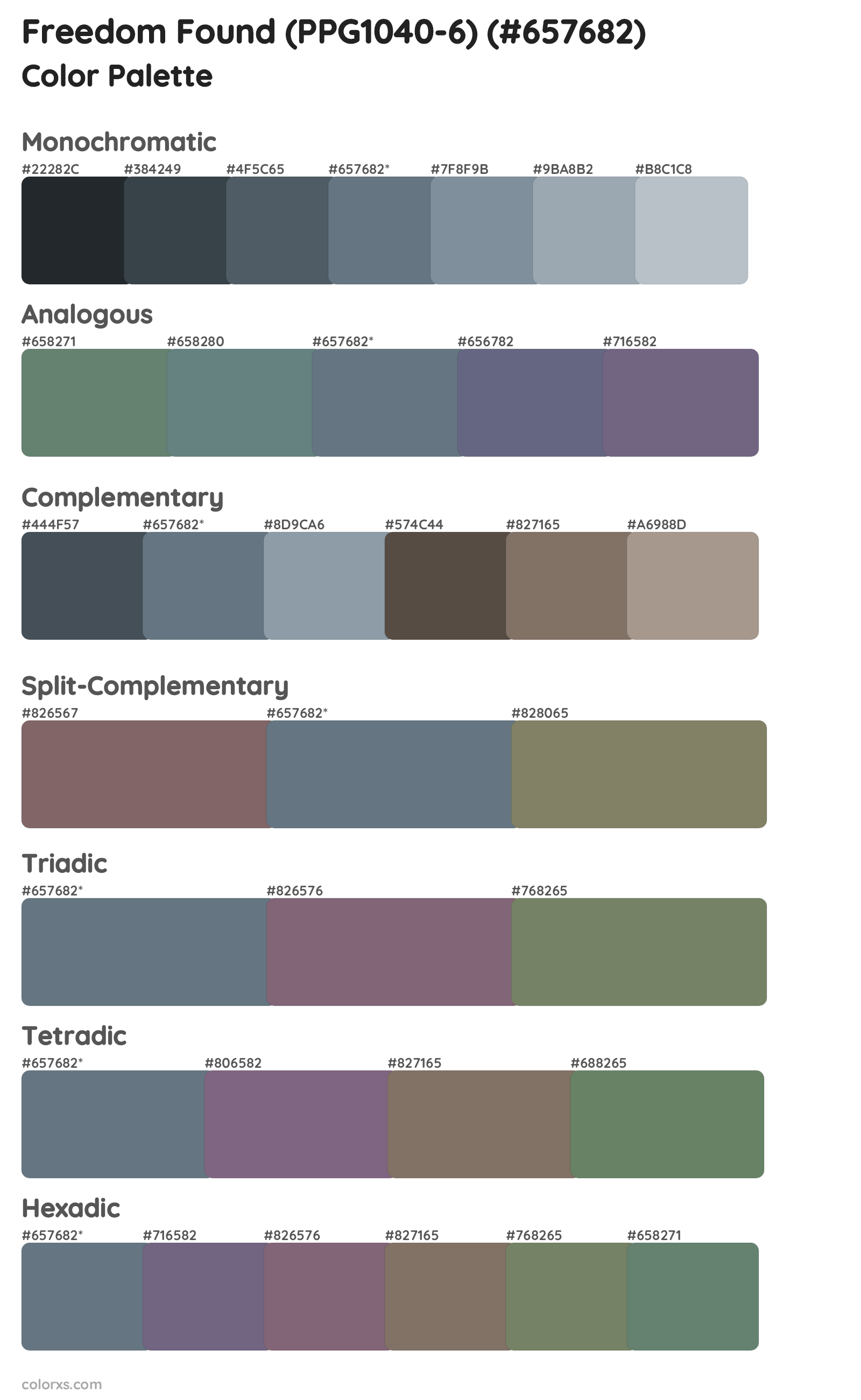 Freedom Found (PPG1040-6) Color Scheme Palettes