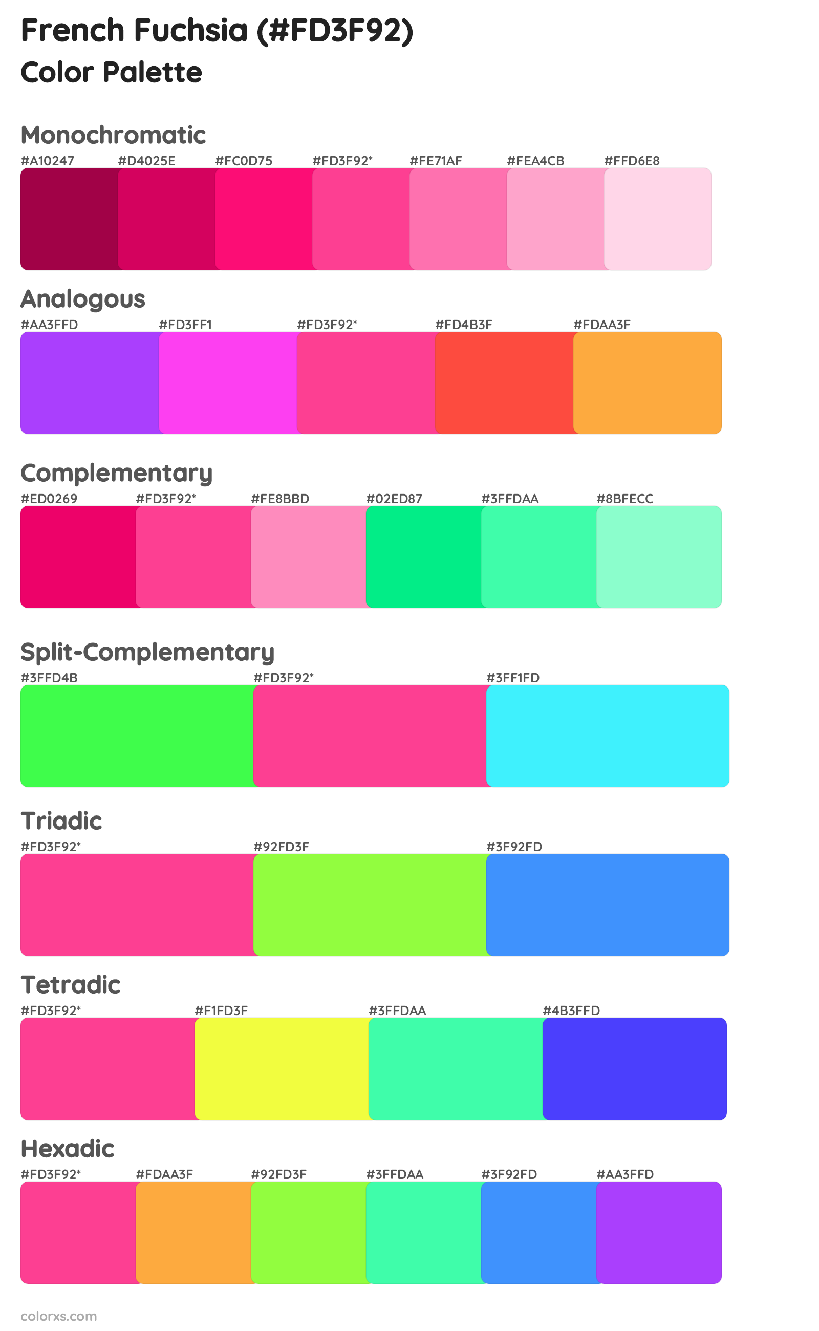 French Fuchsia Color Scheme Palettes