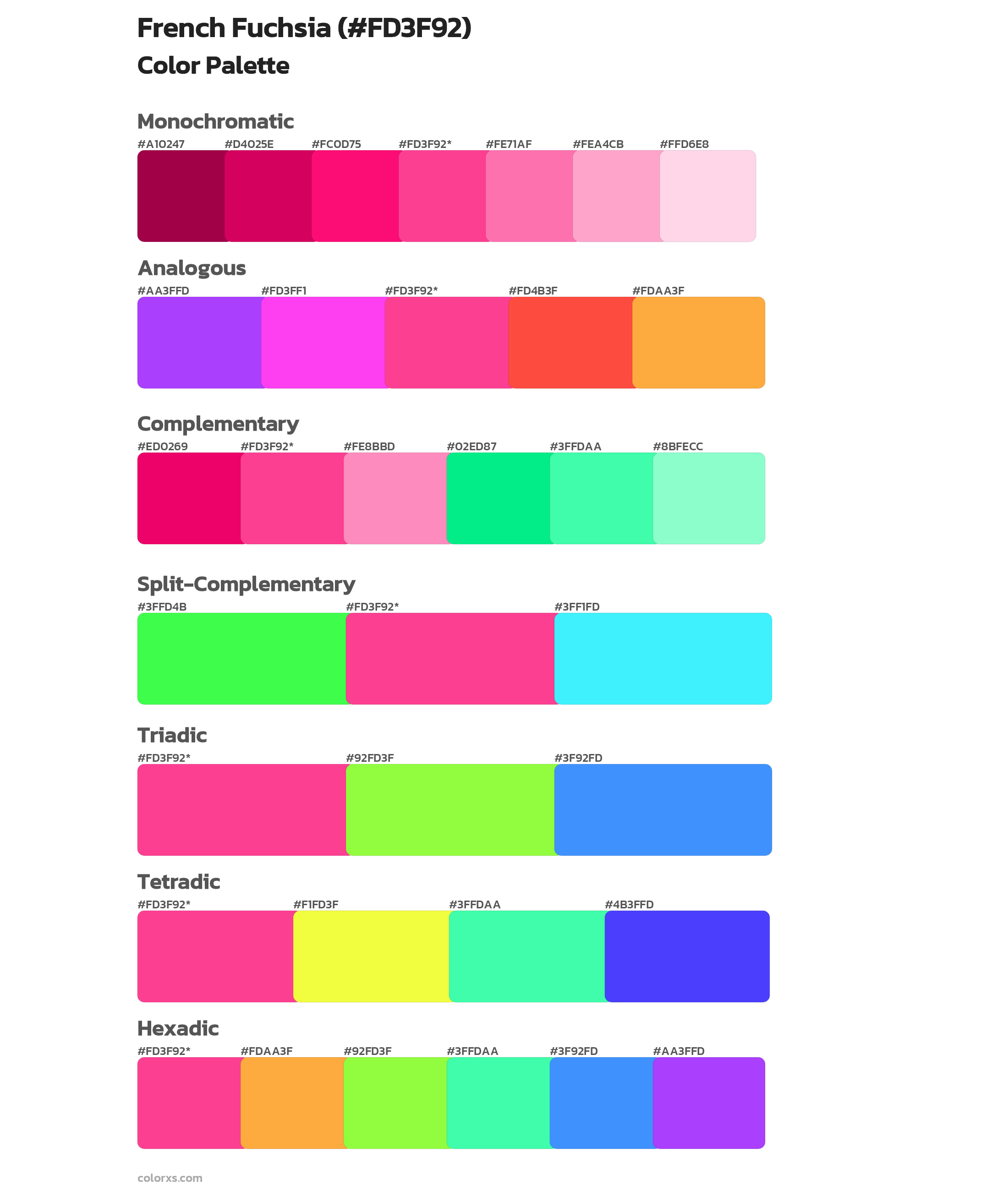 French Fuchsia Color Scheme Palettes