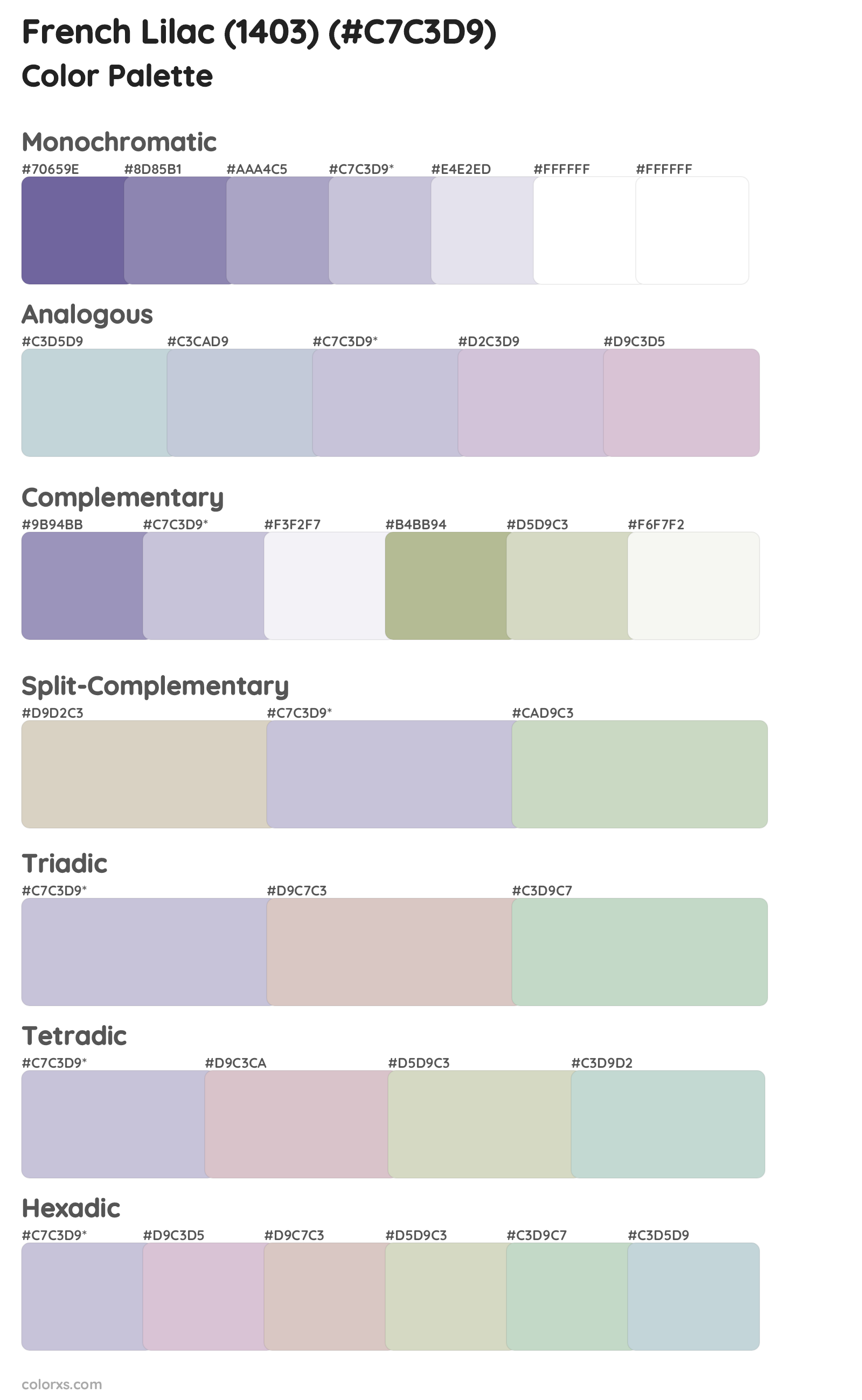 French Lilac (1403) Color Scheme Palettes