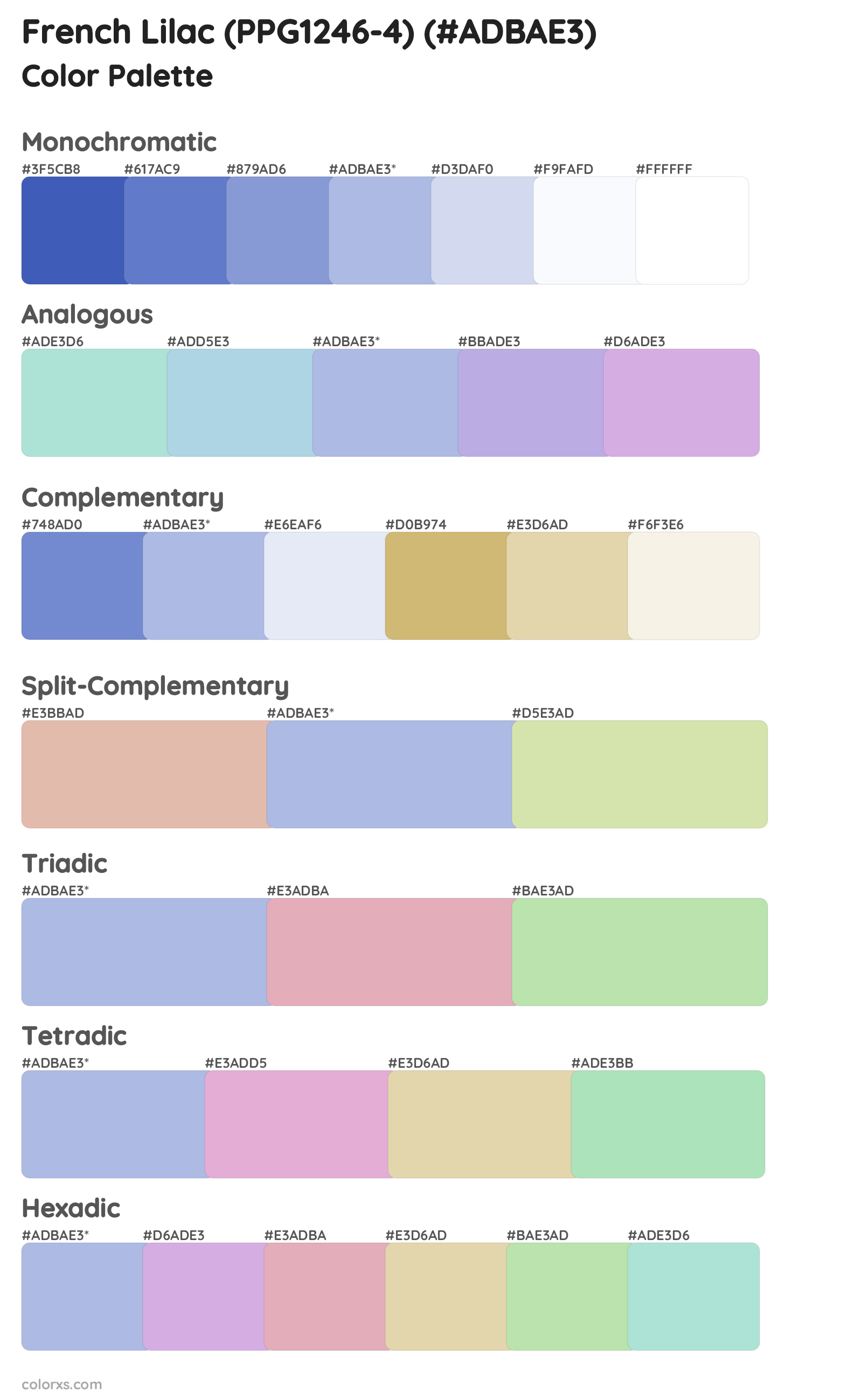 French Lilac (PPG1246-4) Color Scheme Palettes