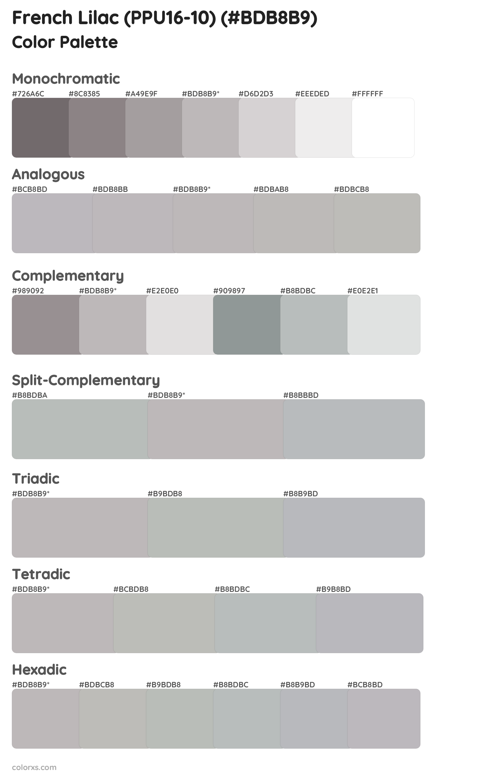 French Lilac (PPU16-10) Color Scheme Palettes