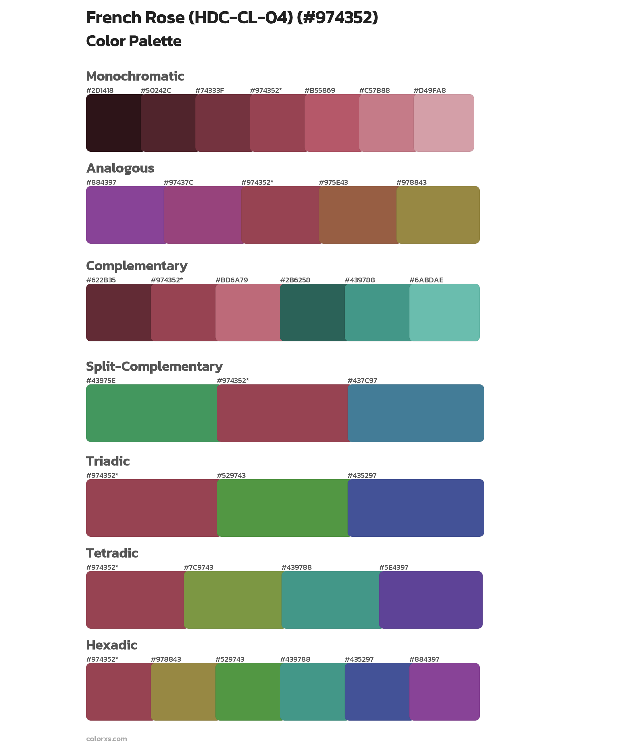 French Rose (HDC-CL-04) Color Scheme Palettes