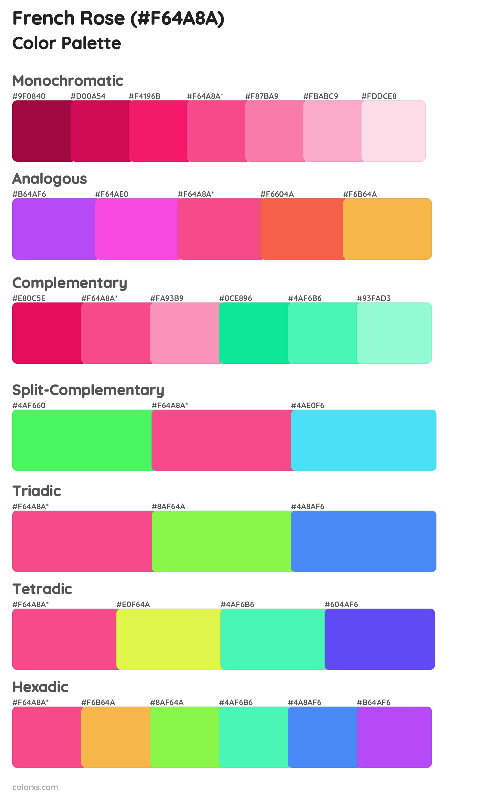 French Rose Color Scheme Palettes
