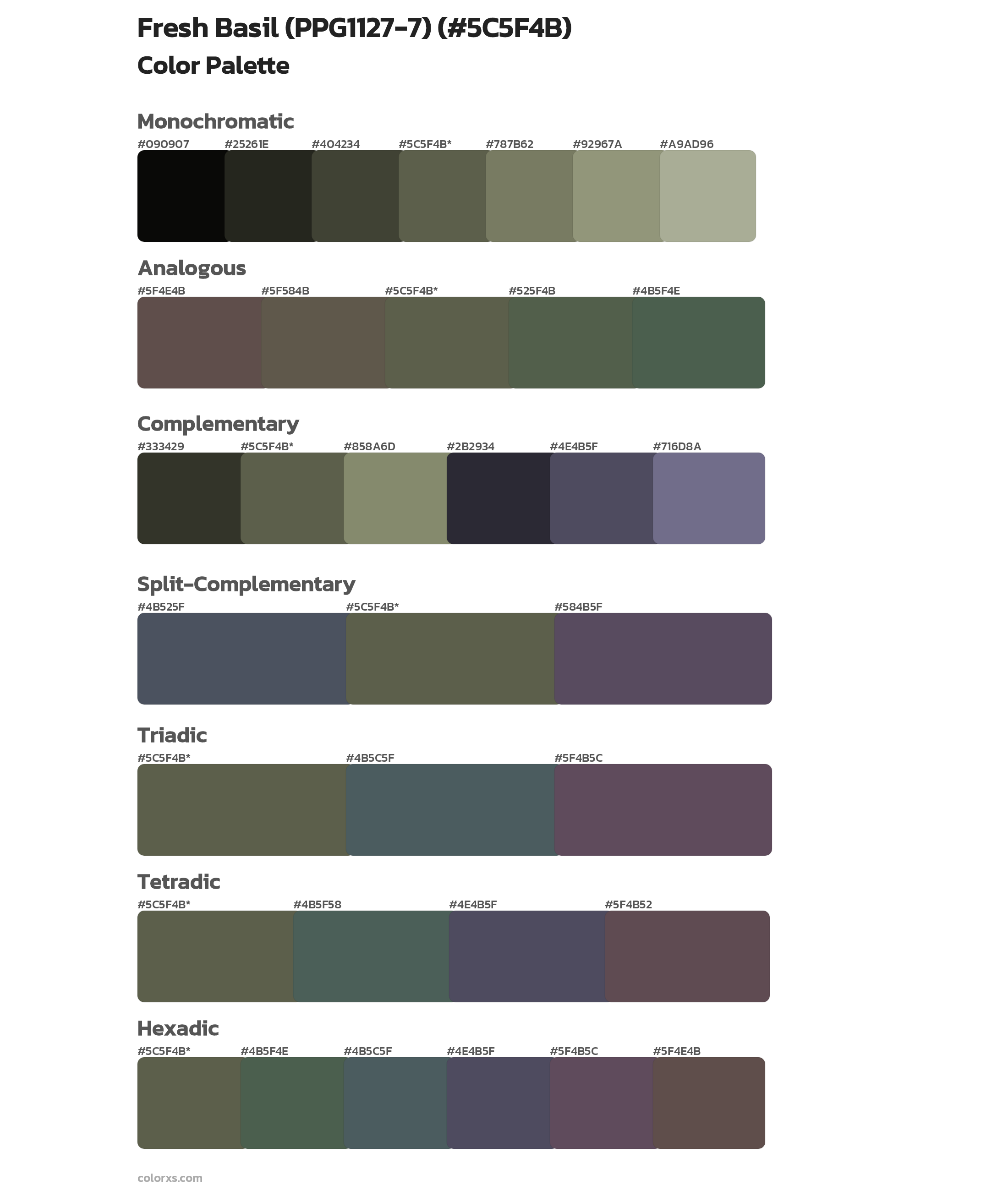 Fresh Basil (PPG1127-7) Color Scheme Palettes