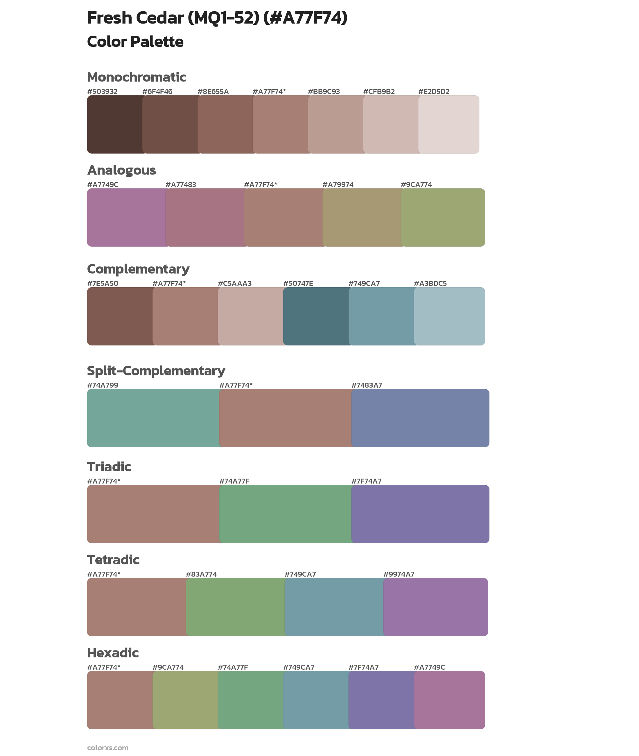 Fresh Cedar (MQ1-52) Color Scheme Palettes