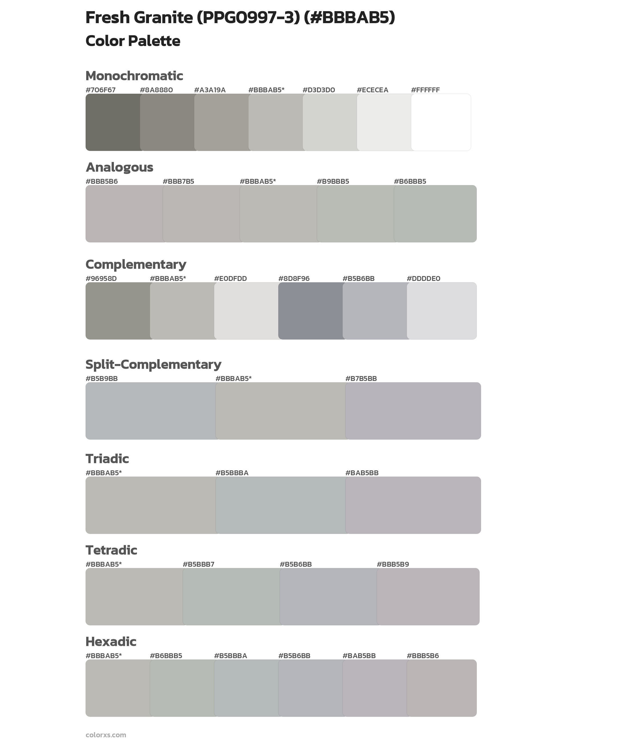 Fresh Granite (PPG0997-3) Color Scheme Palettes
